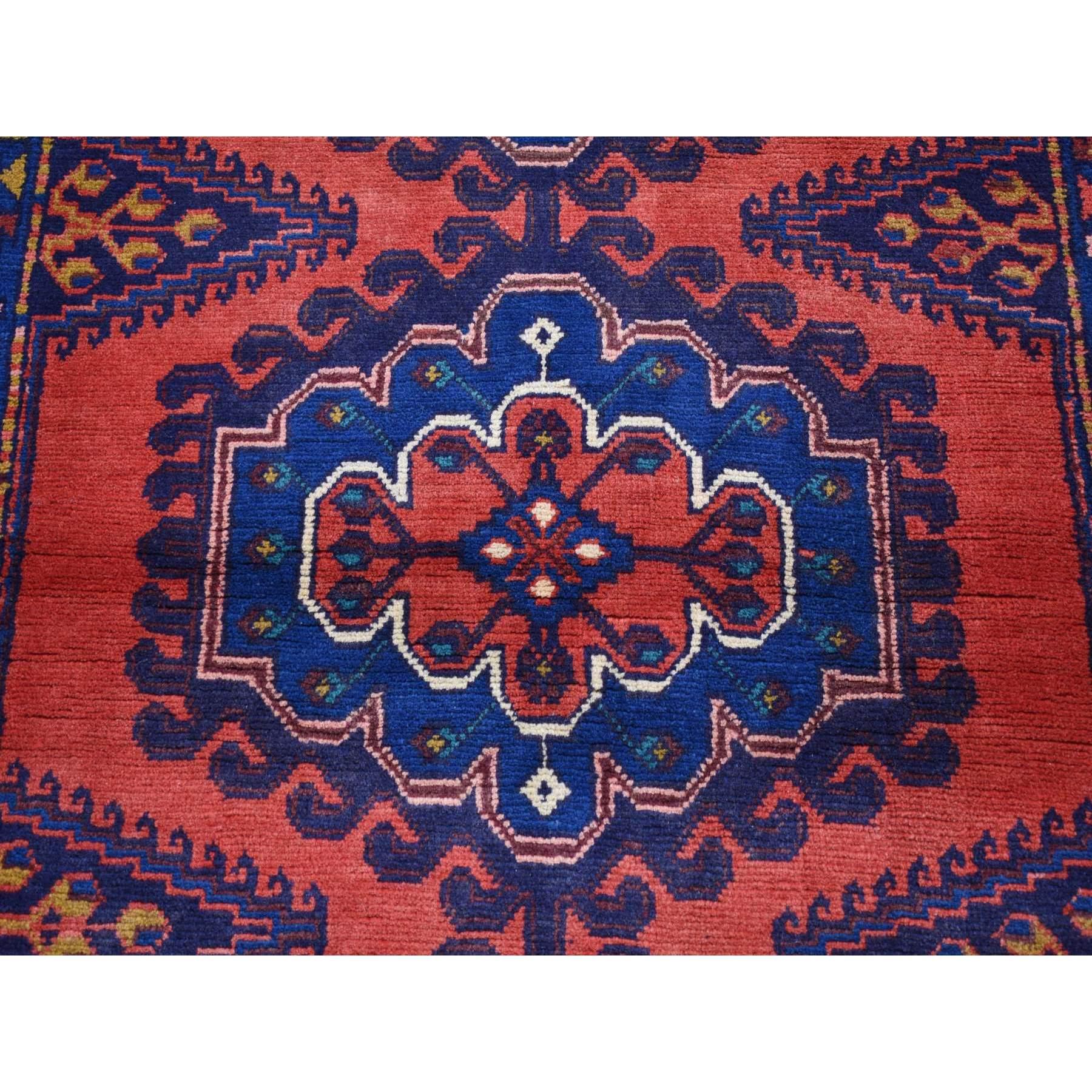Mid-20th Century Red Vintage Persian Viss Full Pile Excellent Cond Wool Hand Knotted Runner Rug For Sale