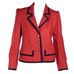 Red Vintage Saint Laurent Wool Jacket