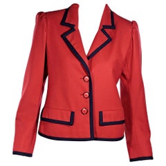 Red Vintage Saint Laurent Wool Jacket