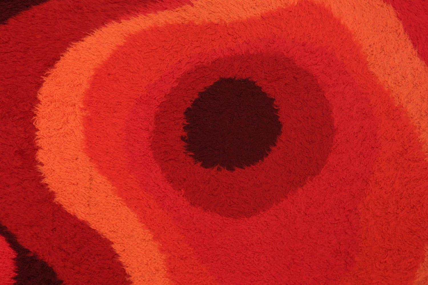 Alfombra Sueca Rya Shag Vintage Roja 4' x 6 Escandinavo moderno en venta