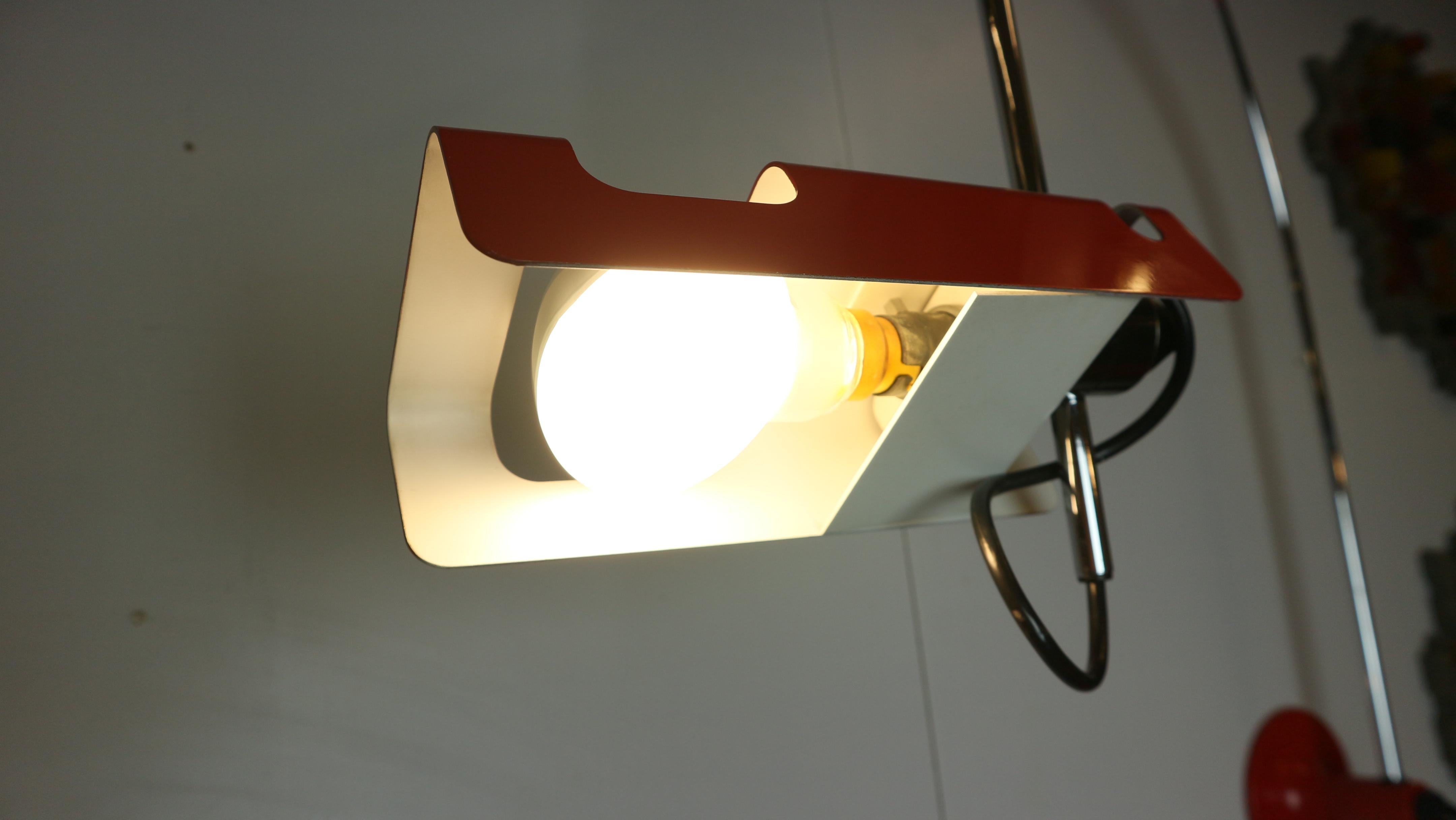 Red vintage Spider Wall Lamp by Joe Colombo for O-Luce 1965s 3