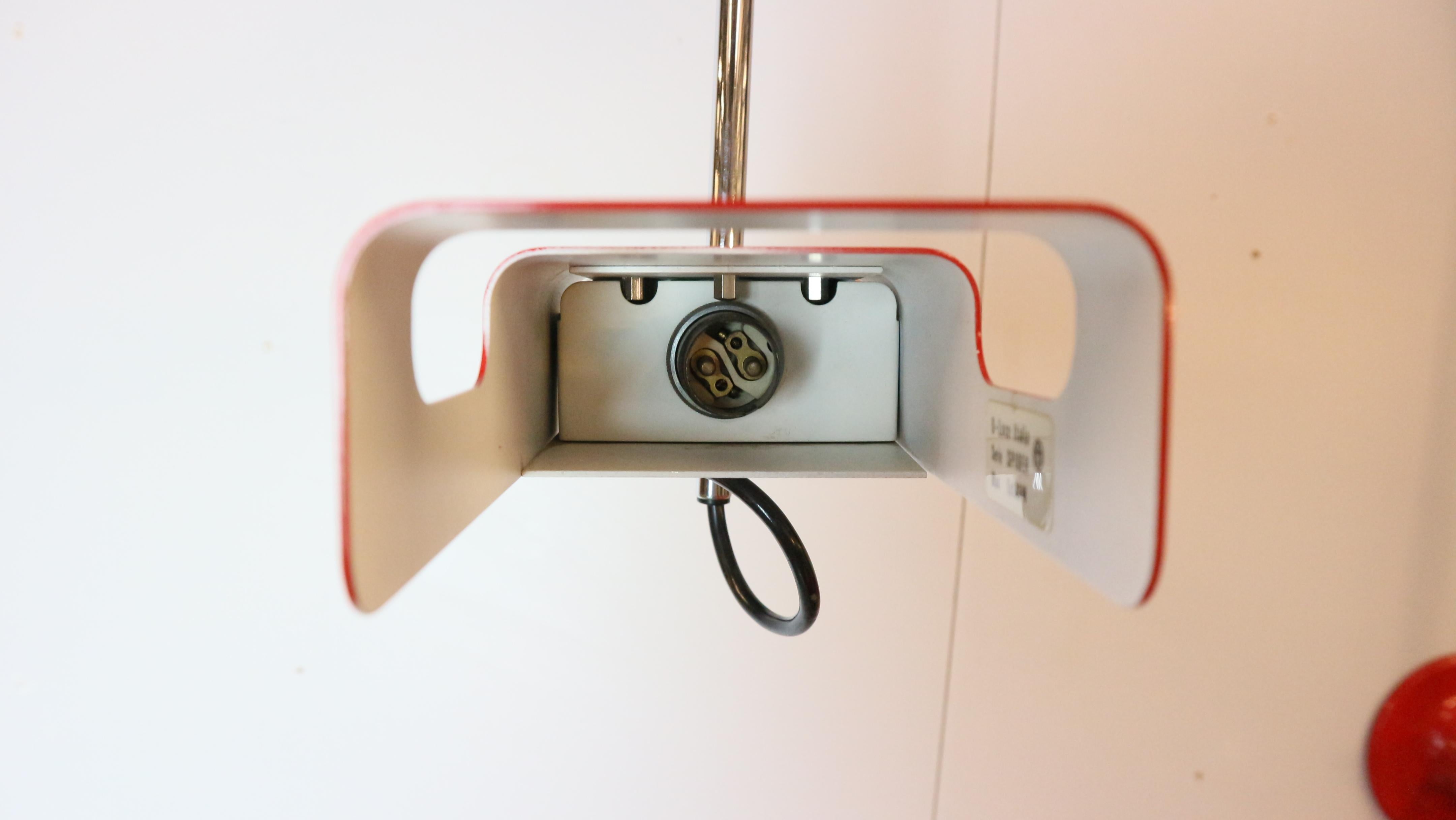 Red vintage Spider Wall Lamp by Joe Colombo for O-Luce 1965s 5
