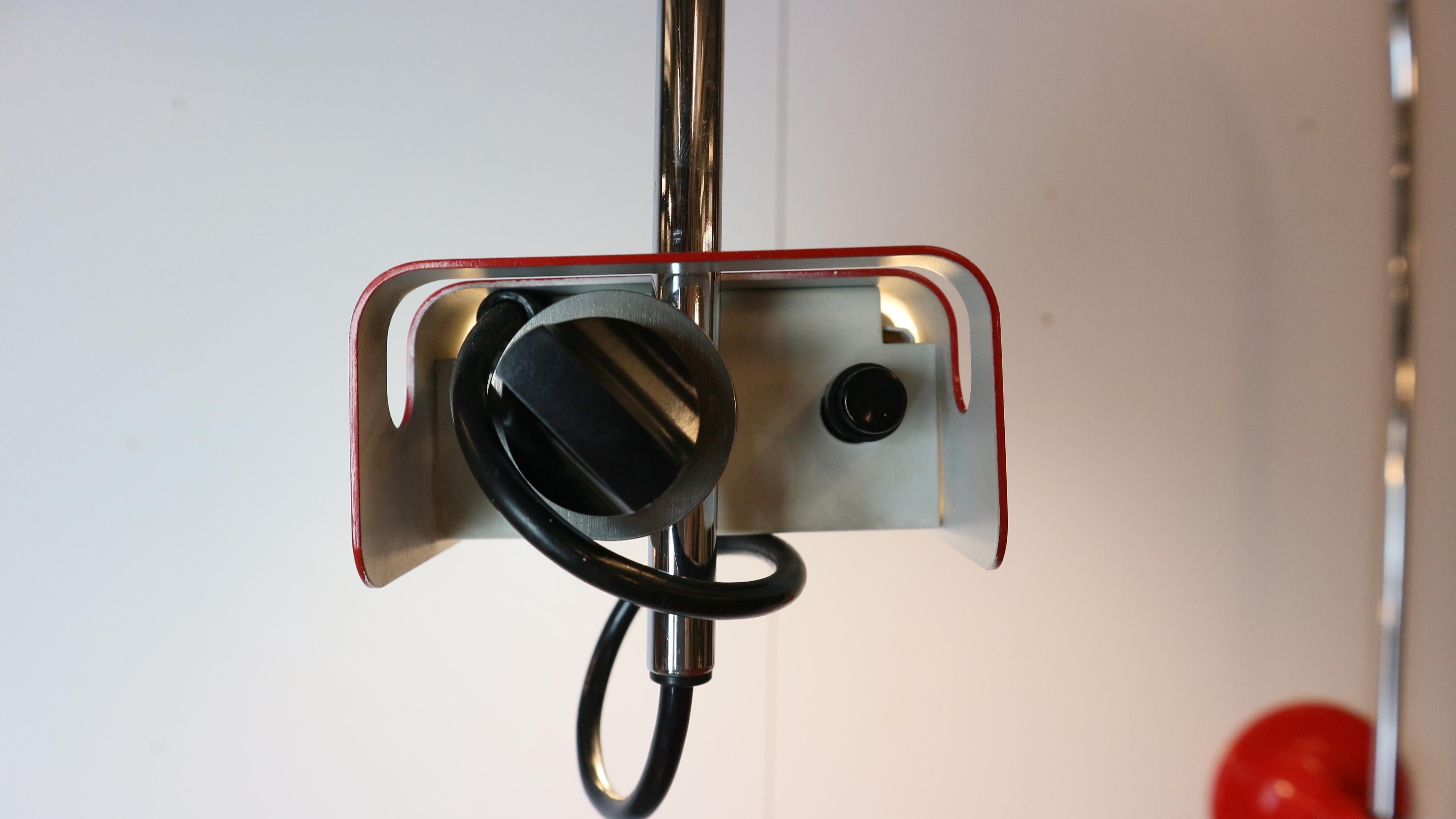 Red vintage Spider Wall Lamp by Joe Colombo for O-Luce 1965s 9