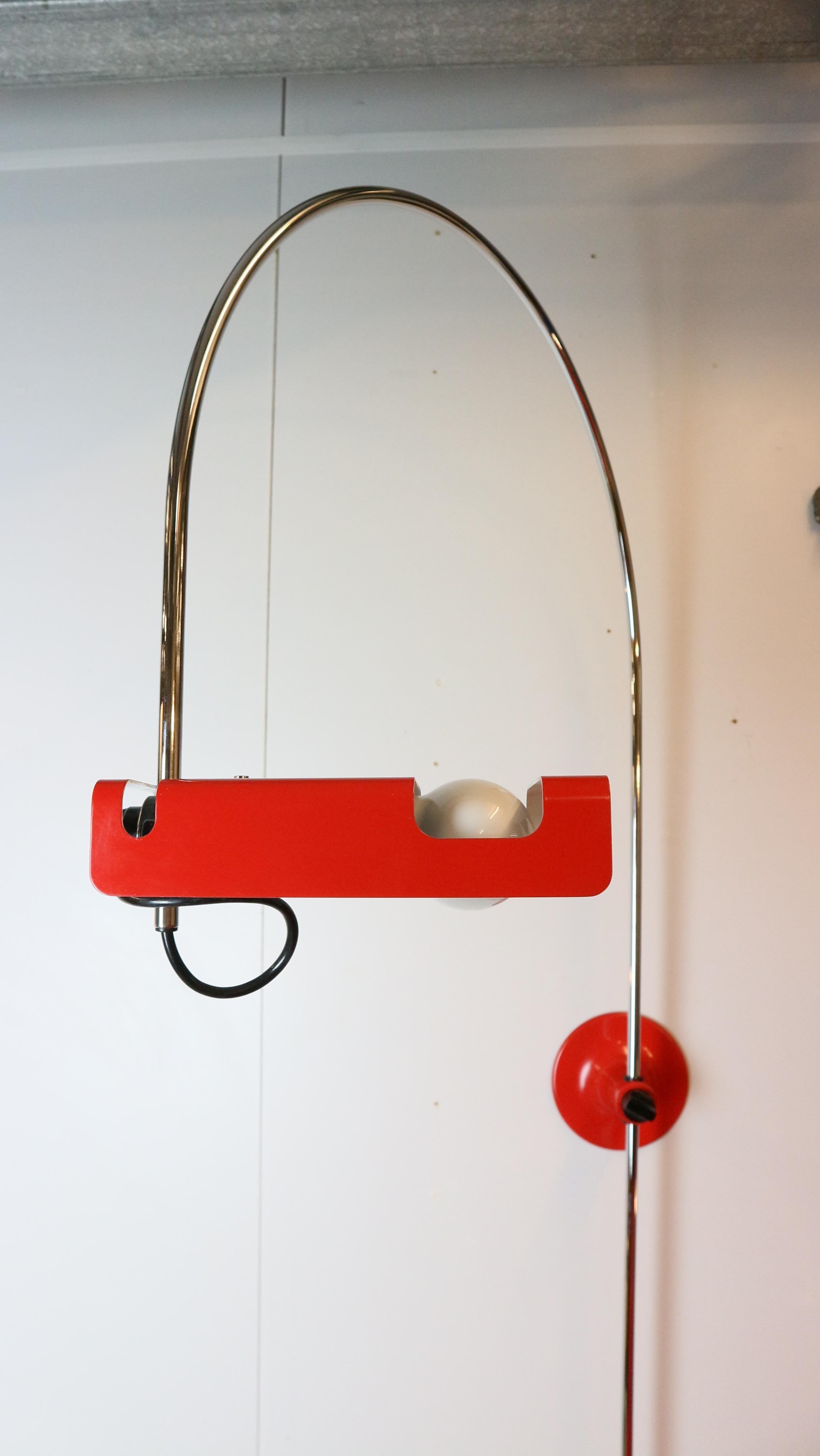 Red vintage Spider Wall Lamp by Joe Colombo for O-Luce 1965s 10