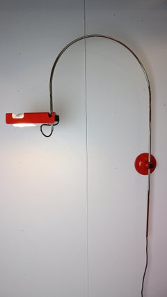 Red vintage Spider Wall Lamp by Joe Colombo for O-Luce 1965s