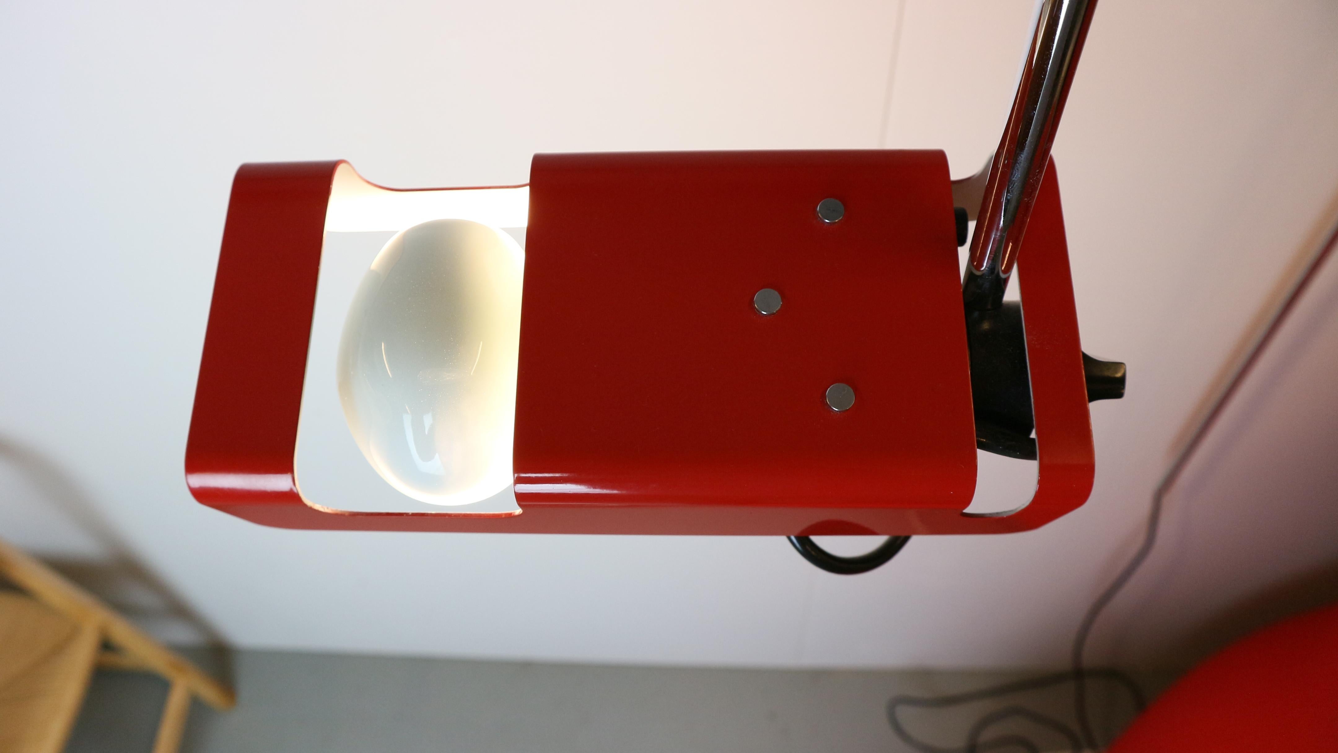 Red vintage Spider Wall Lamp by Joe Colombo for O-Luce 1965s 13