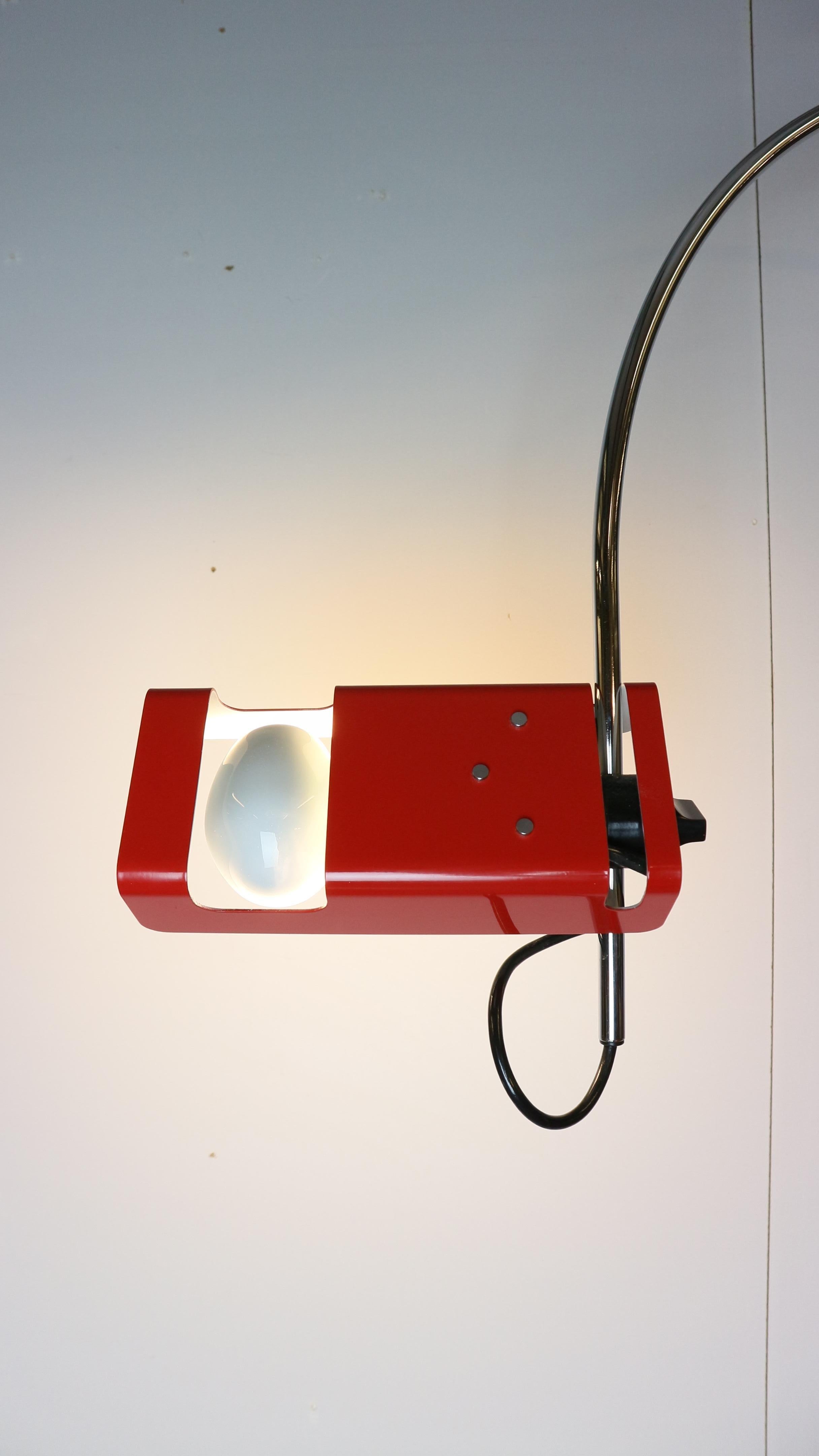 20th Century Red vintage Spider Wall Lamp by Joe Colombo for O-Luce 1965s