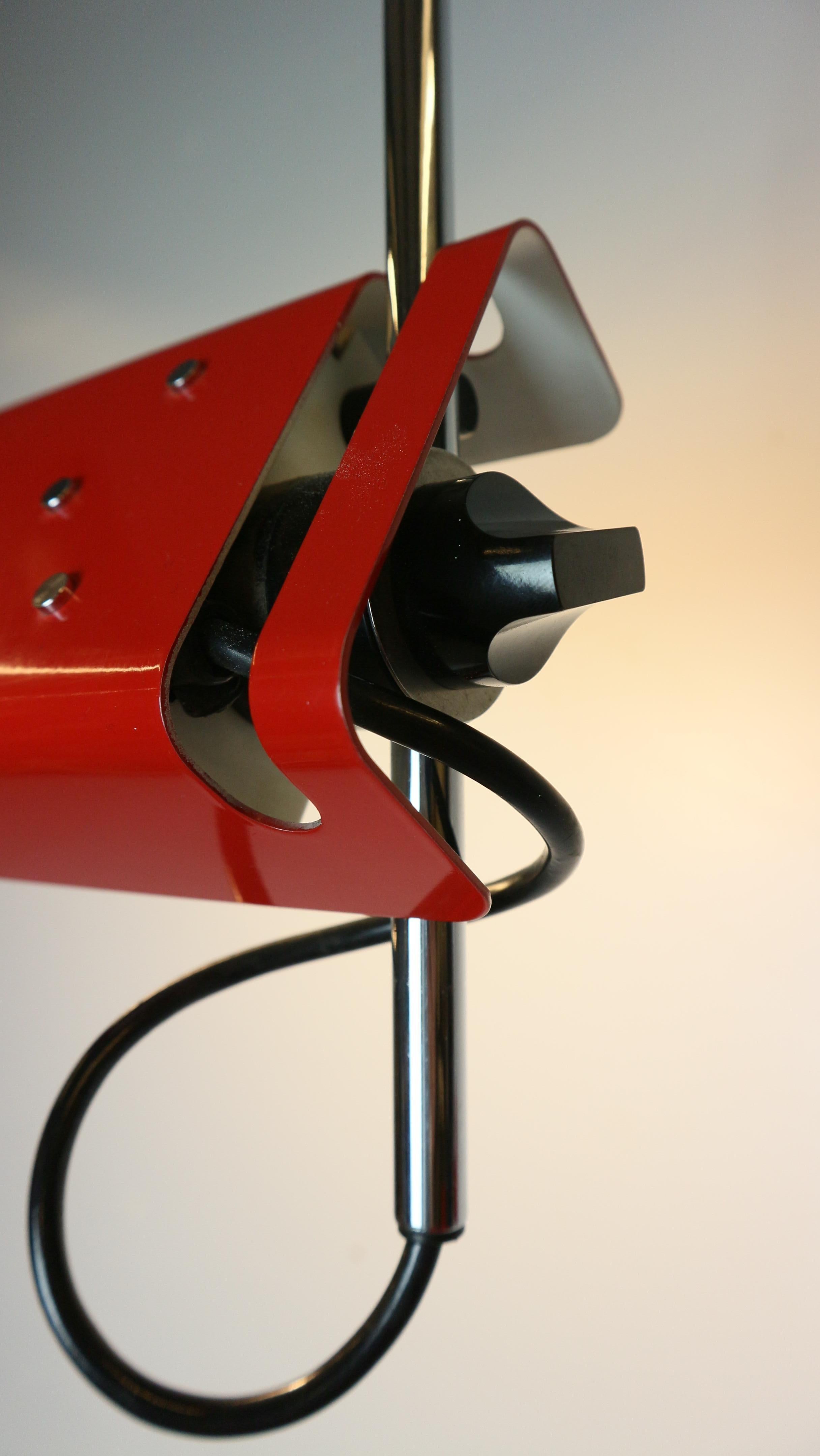 Red vintage Spider Wall Lamp by Joe Colombo for O-Luce 1965s 2