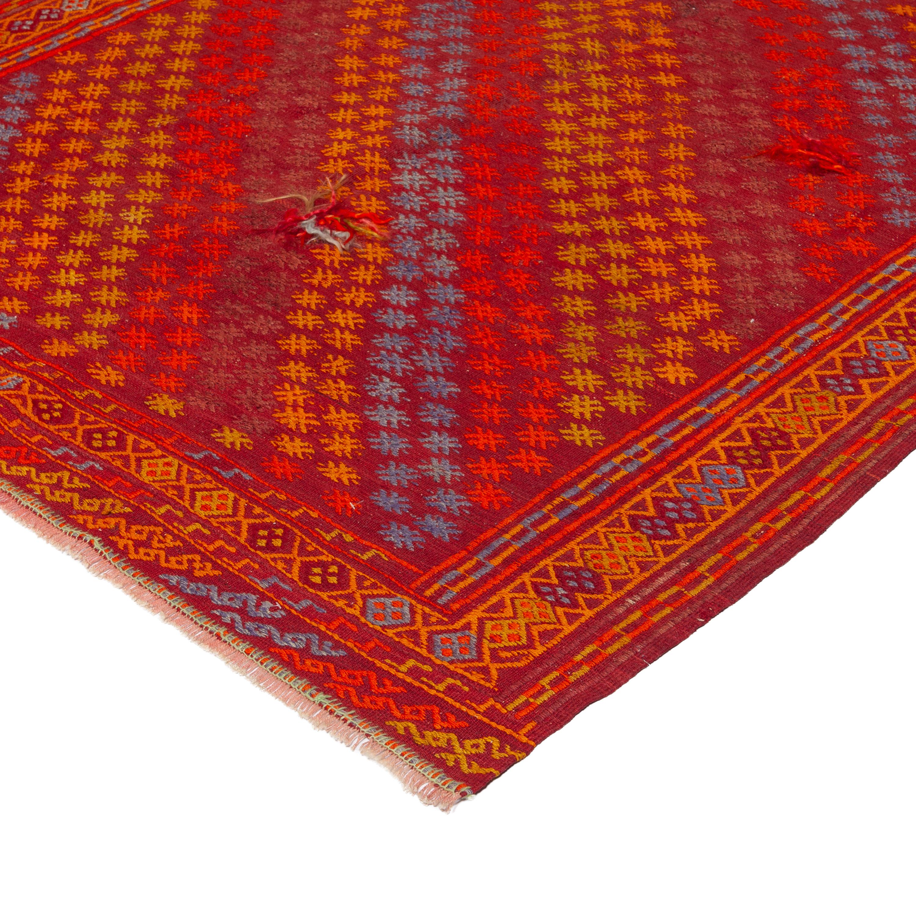 Tribal Tapis d'Anatolie traditionnel d'Anatolie rouge vintage - 5'9