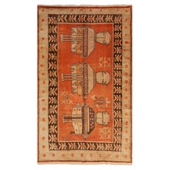Red Vintage Traditional Kohtan Wool Rug - 4'4" x 7'7"