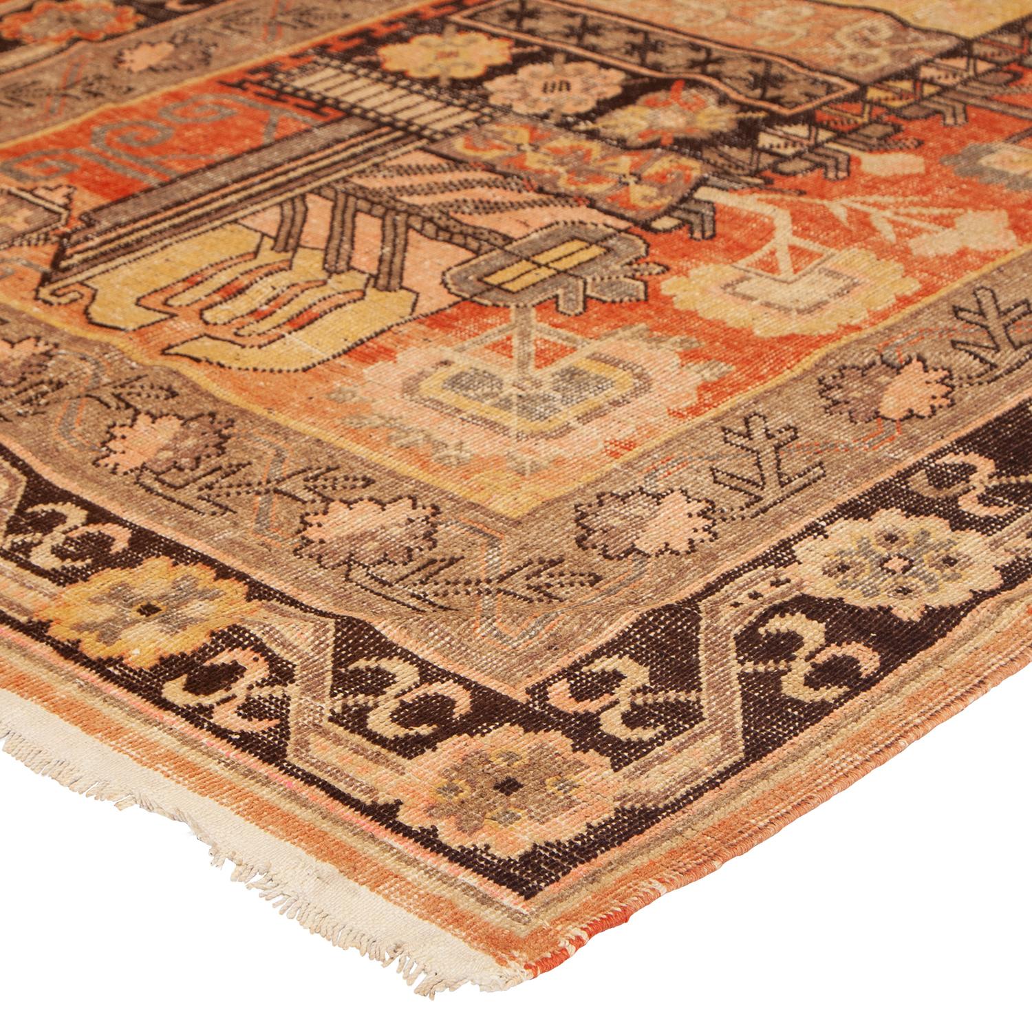 Khotan abc carpet Red Vintage Traditional Kohtan Wool Rug - 4'6