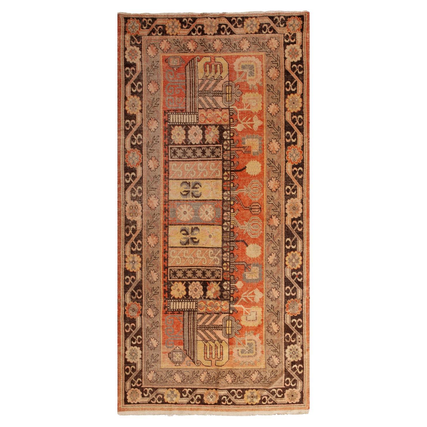 Traditioneller Kohtan-Wollteppich im Vintage-Stil aus abc-Stil in Rot - 4'6" x 9'4" im Angebot