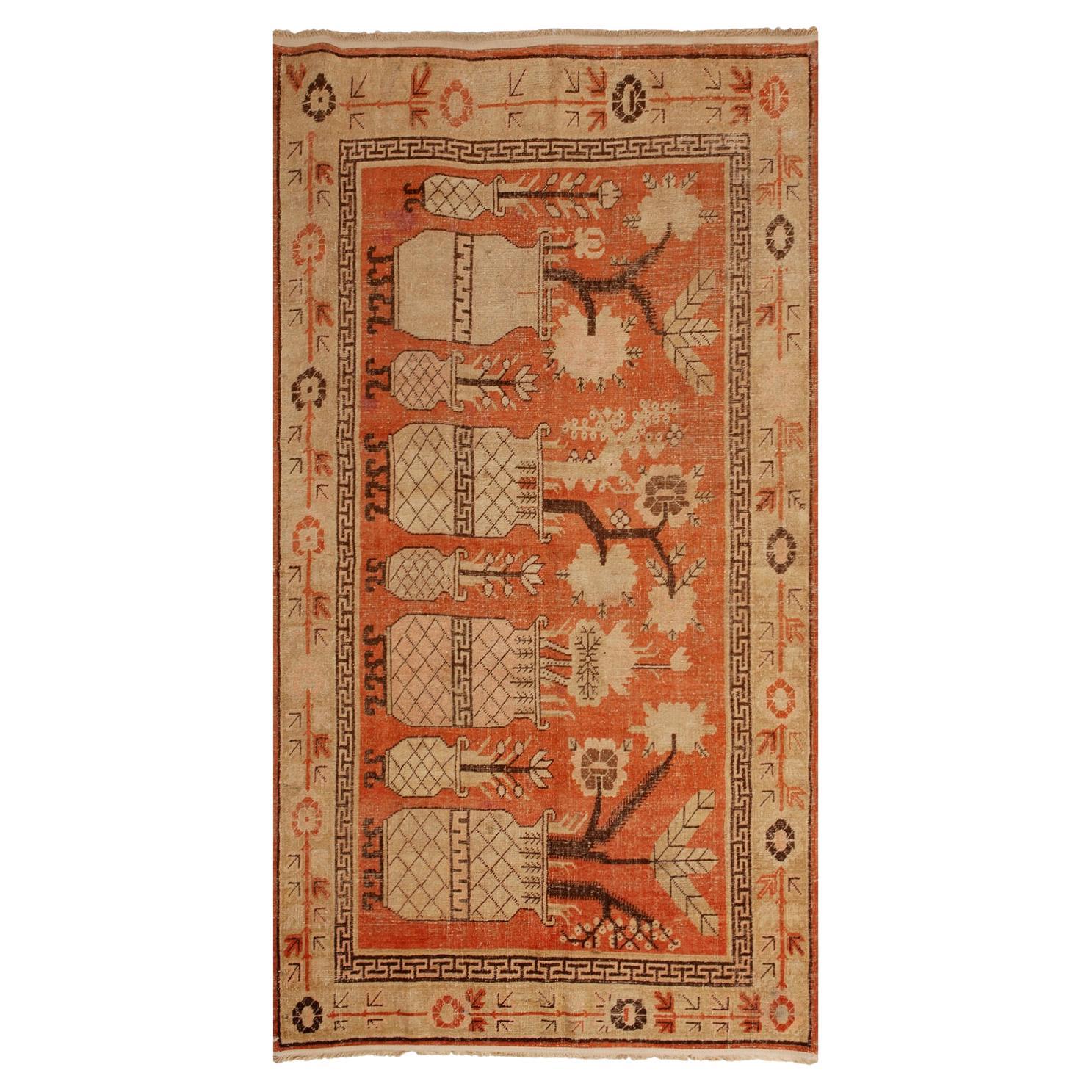 Traditioneller Kohtan-Wollteppich im Vintage-Stil aus abc-Stil in Rot - 4'8" x 8'5" im Angebot