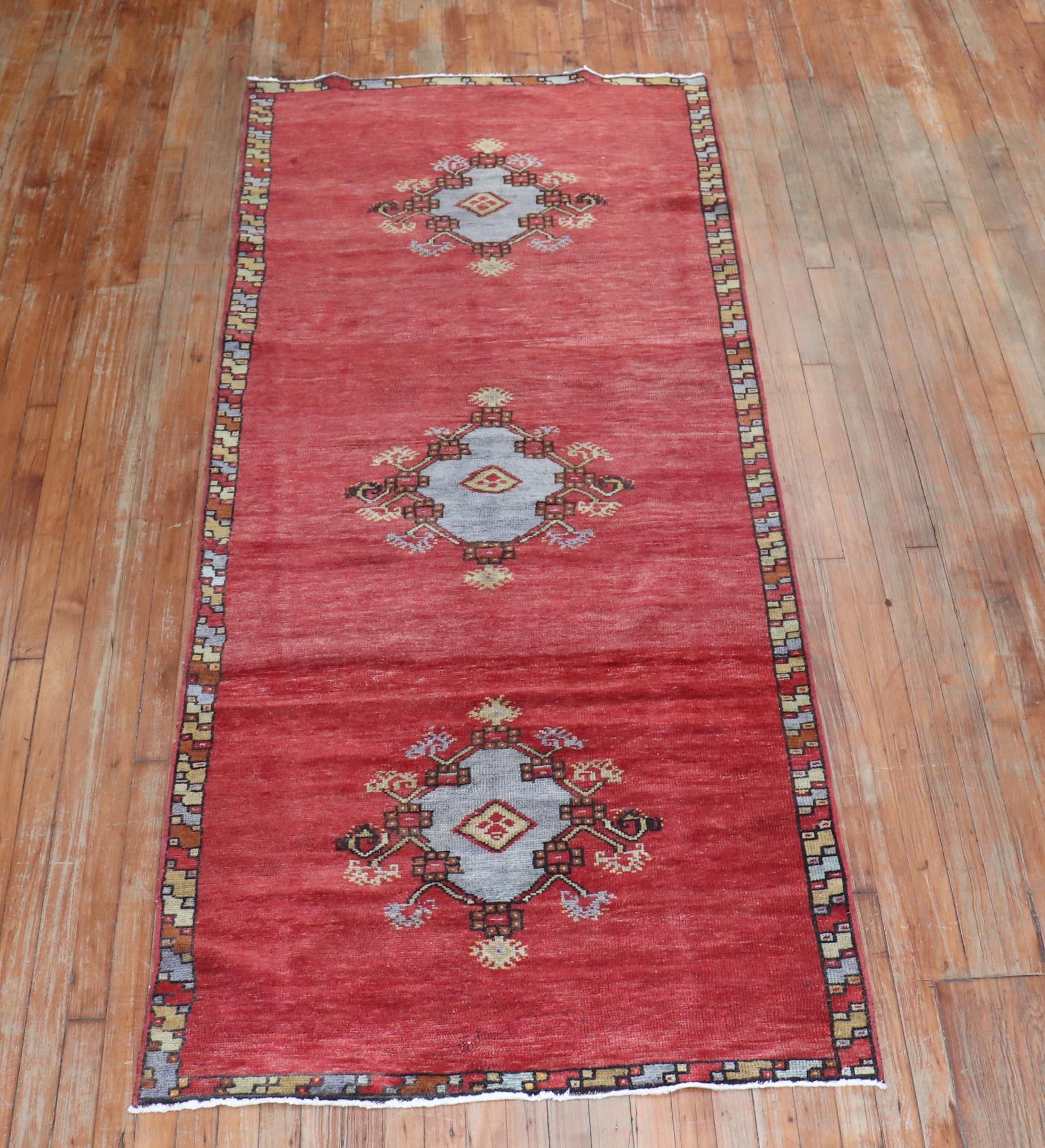 Vintage Rug 40x103 inches Red Carpet 12425 Turkish Rug Home Decor Carpet Runner Carpet Anatolian Stair Carpet