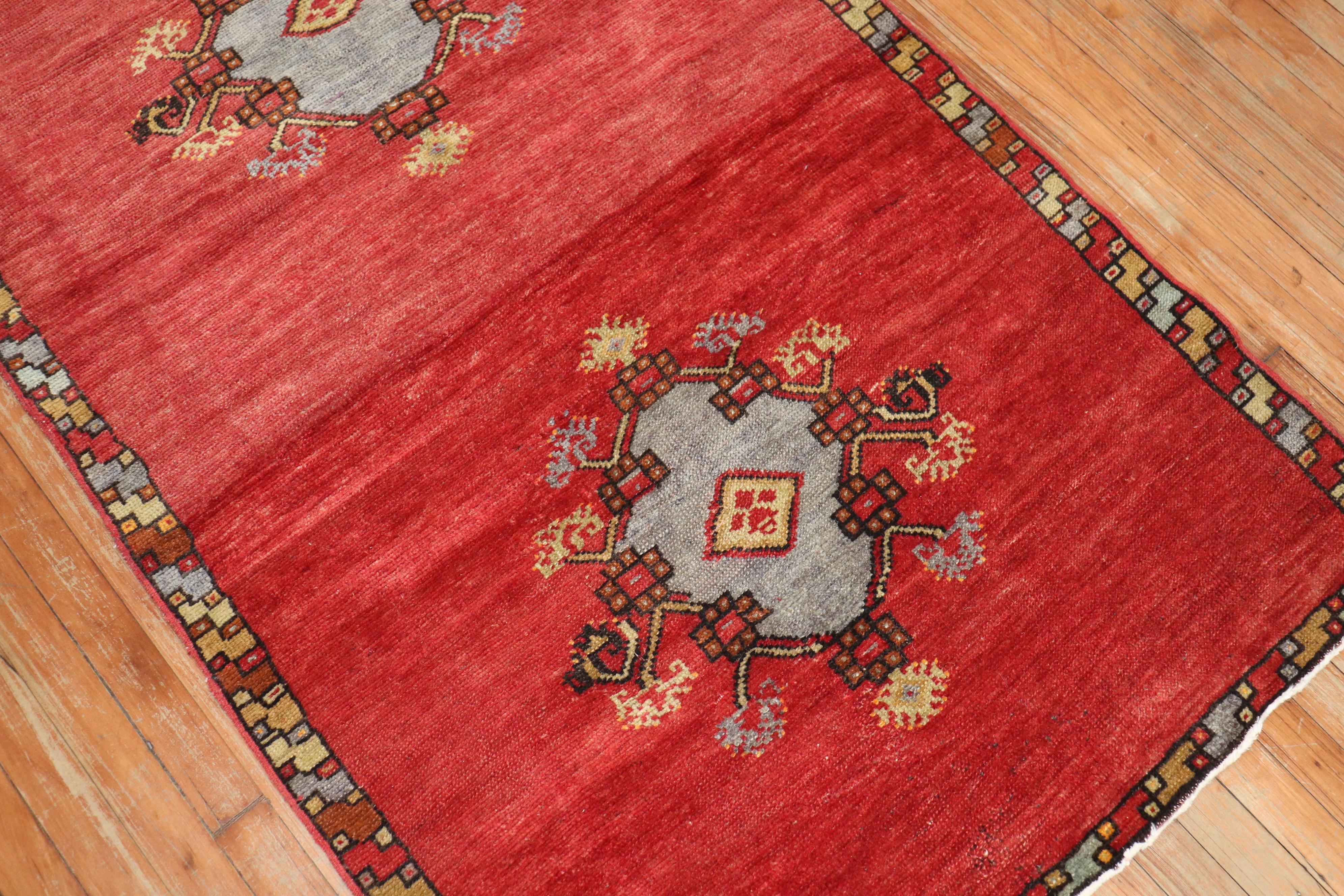 Hand-Woven Red Vintage Turkish Anatolian Runner For Sale