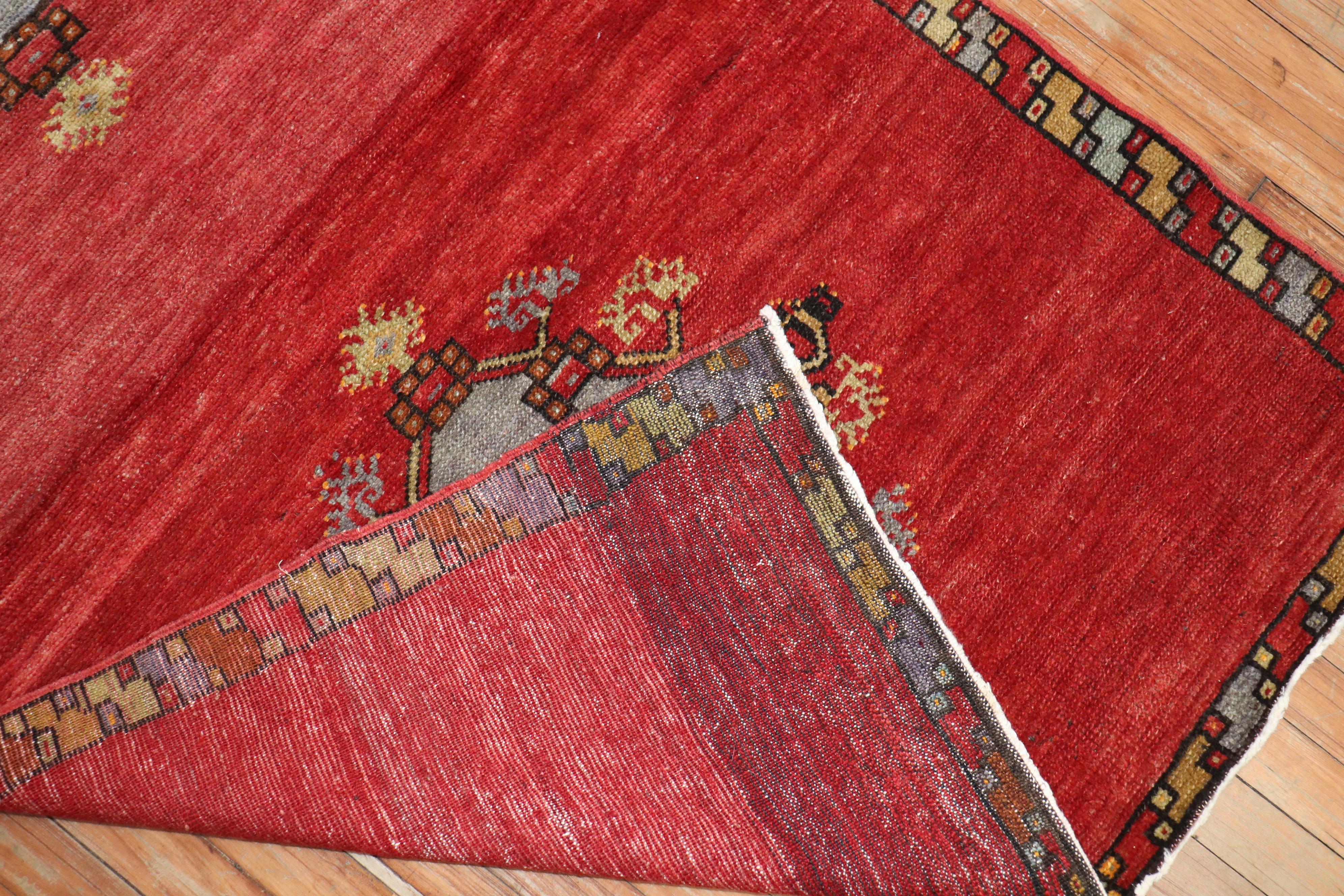 Red Vintage Turkish Anatolian Runner In Good Condition For Sale In New York, NY