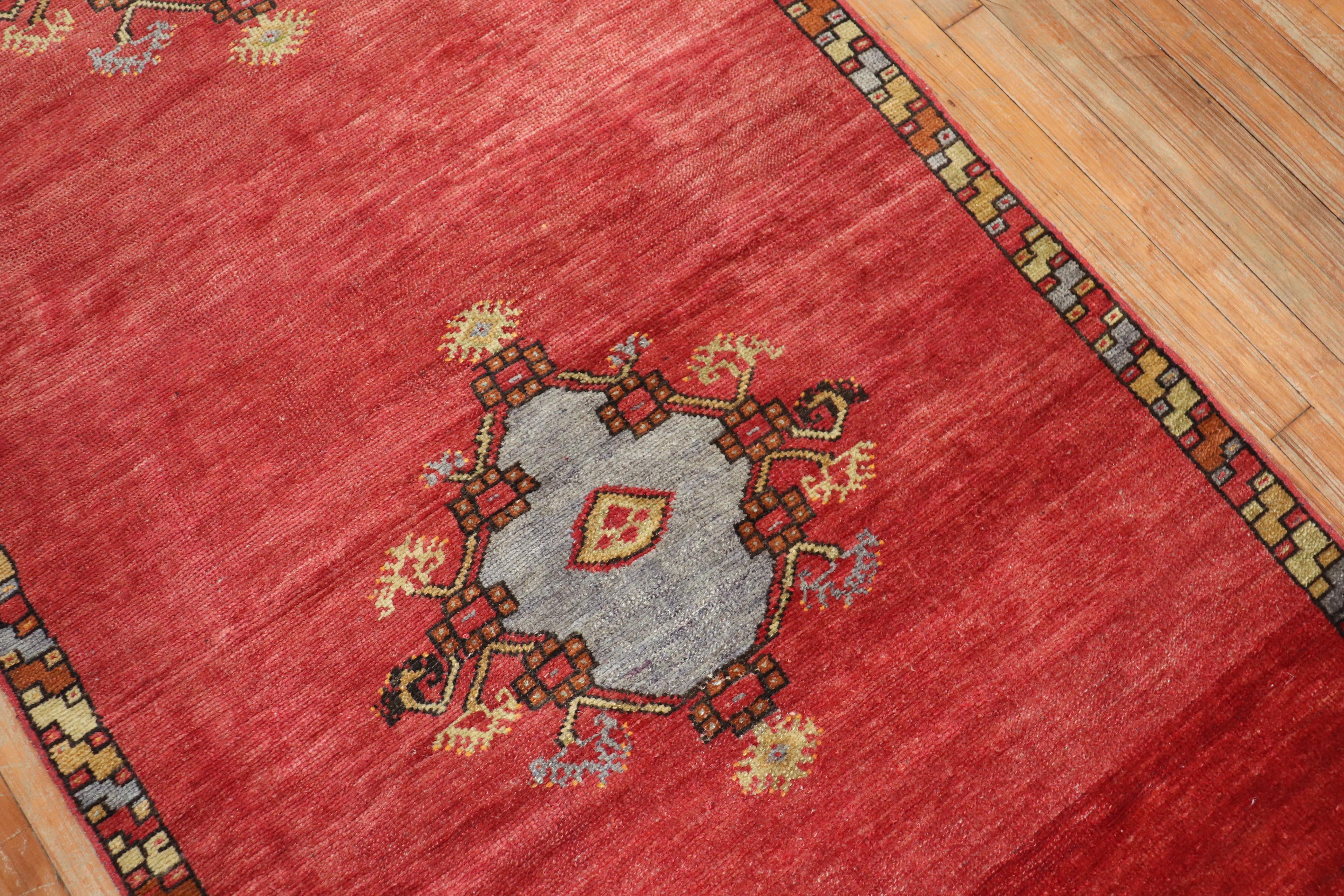 Wool Red Vintage Turkish Anatolian Runner For Sale