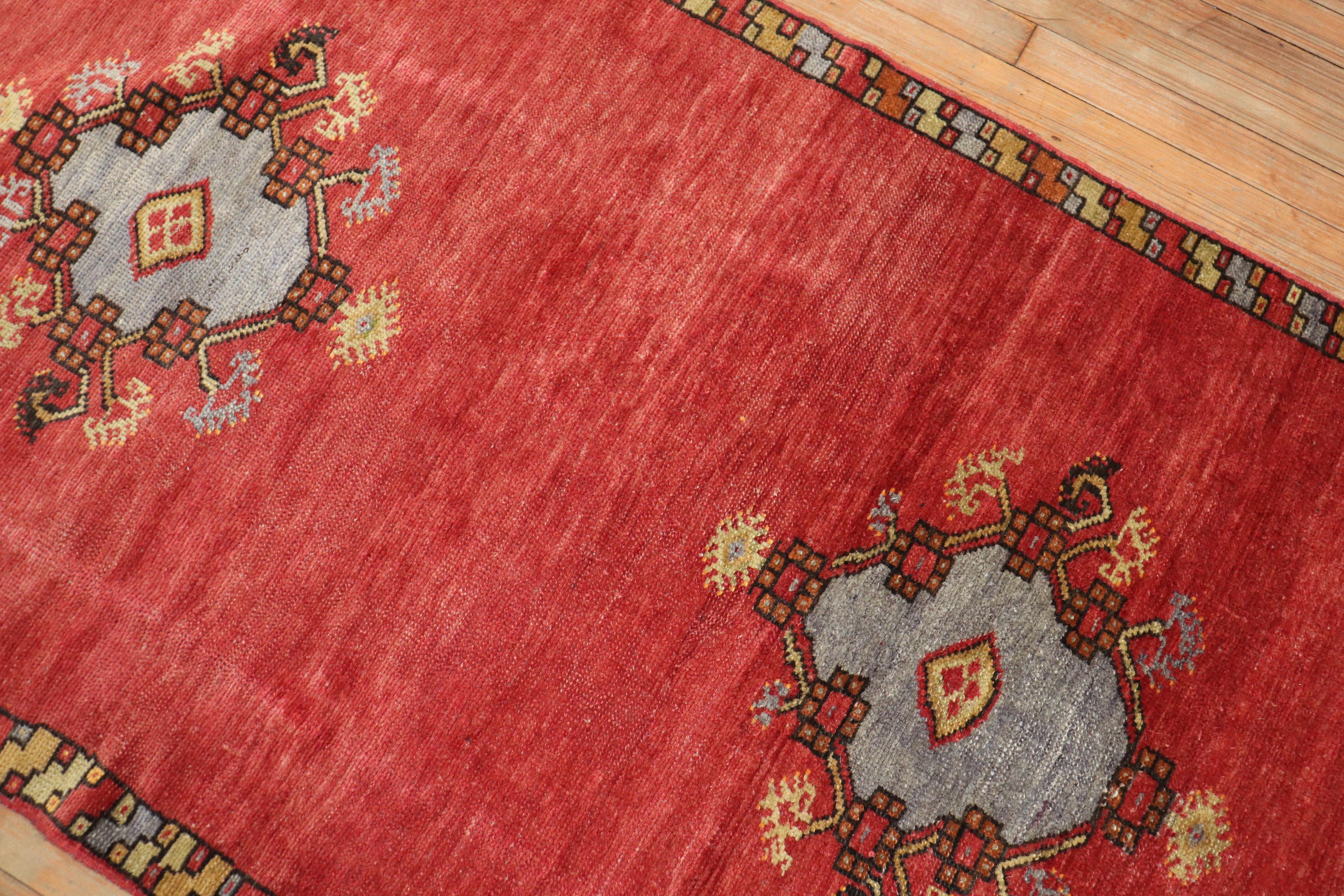 Red Vintage Turkish Anatolian Runner For Sale 1