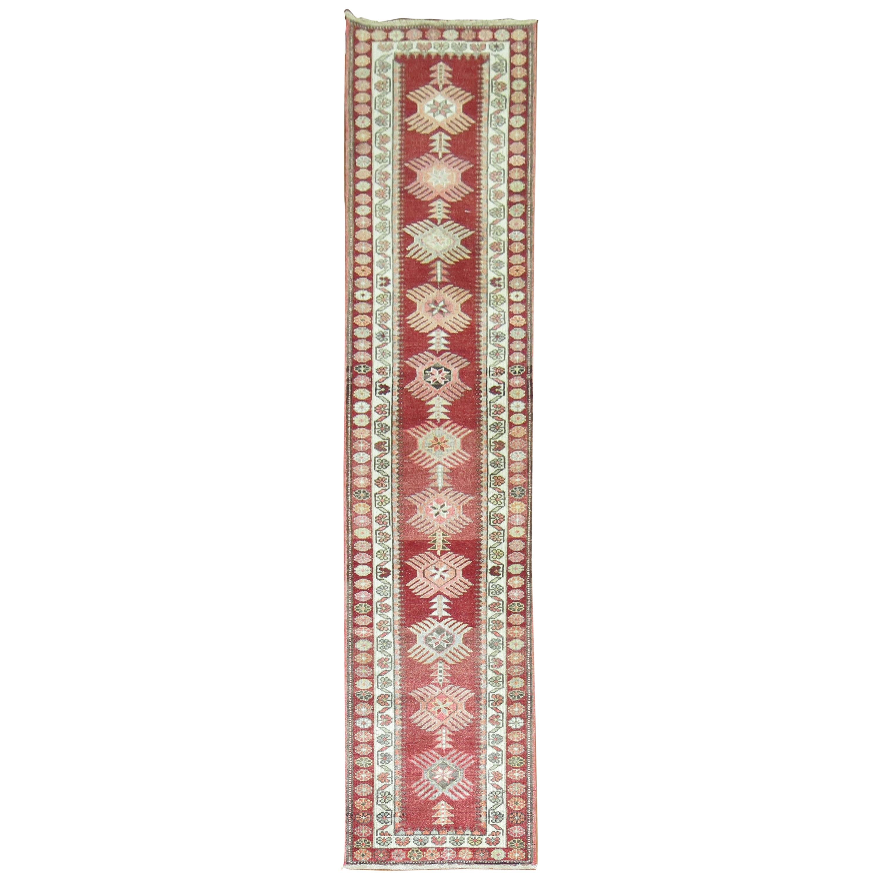 Red Vintage Turkish Anatolian Runner For Sale