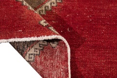 Red Vintage Turkish Geometric Wool Runner