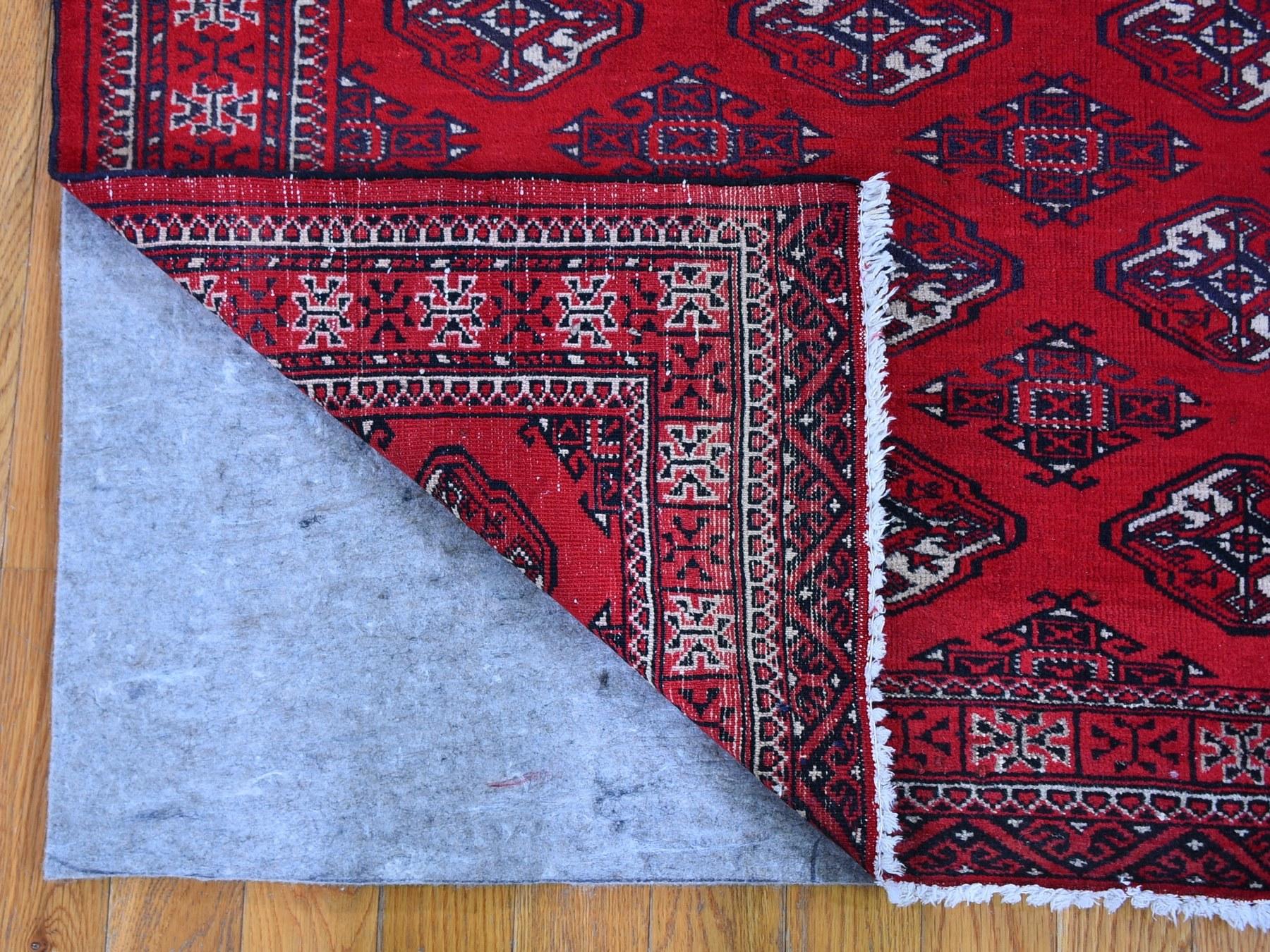 Persian Red Vintage Turkoman Bokara Pure Wool Good Condition Hand Knotted Rug For Sale