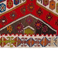 abc carpet Red Vintage Wool Kilim Rug - 5'6" x 12'2"