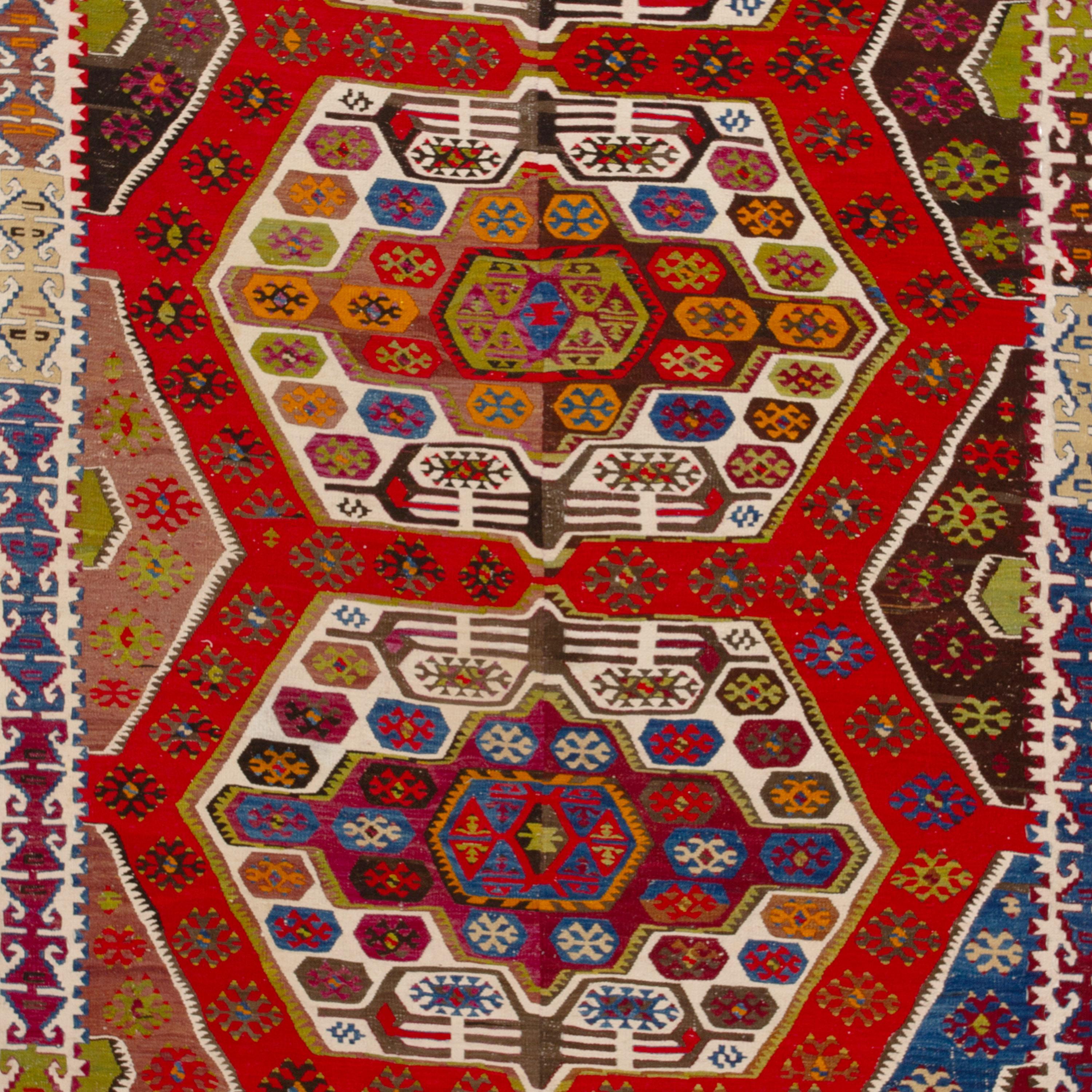 abc carpet Red Vintage Wool Kilim Rug - 5'6