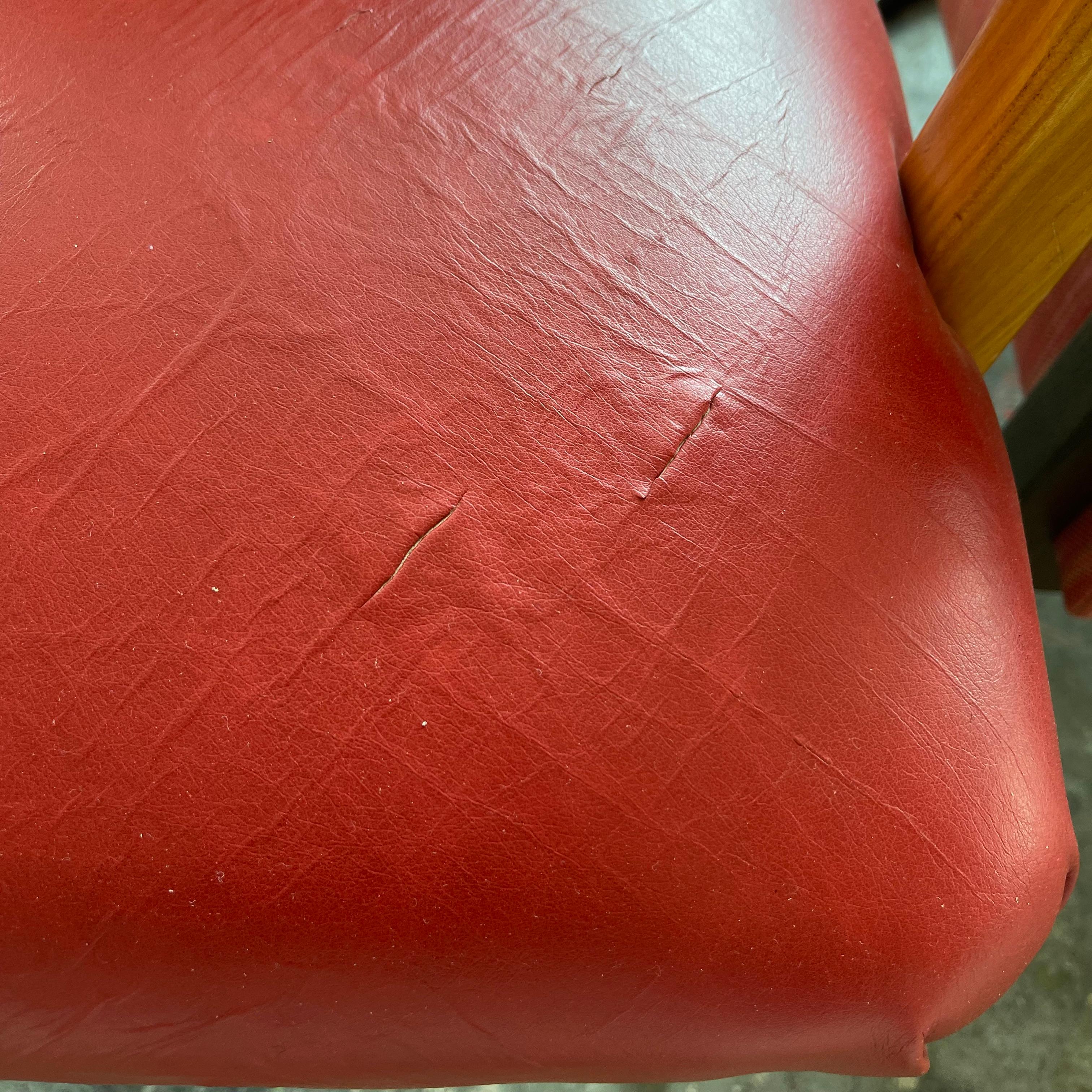 Red Vinyl Biedermeier Style Cedar Armchair For Sale 4