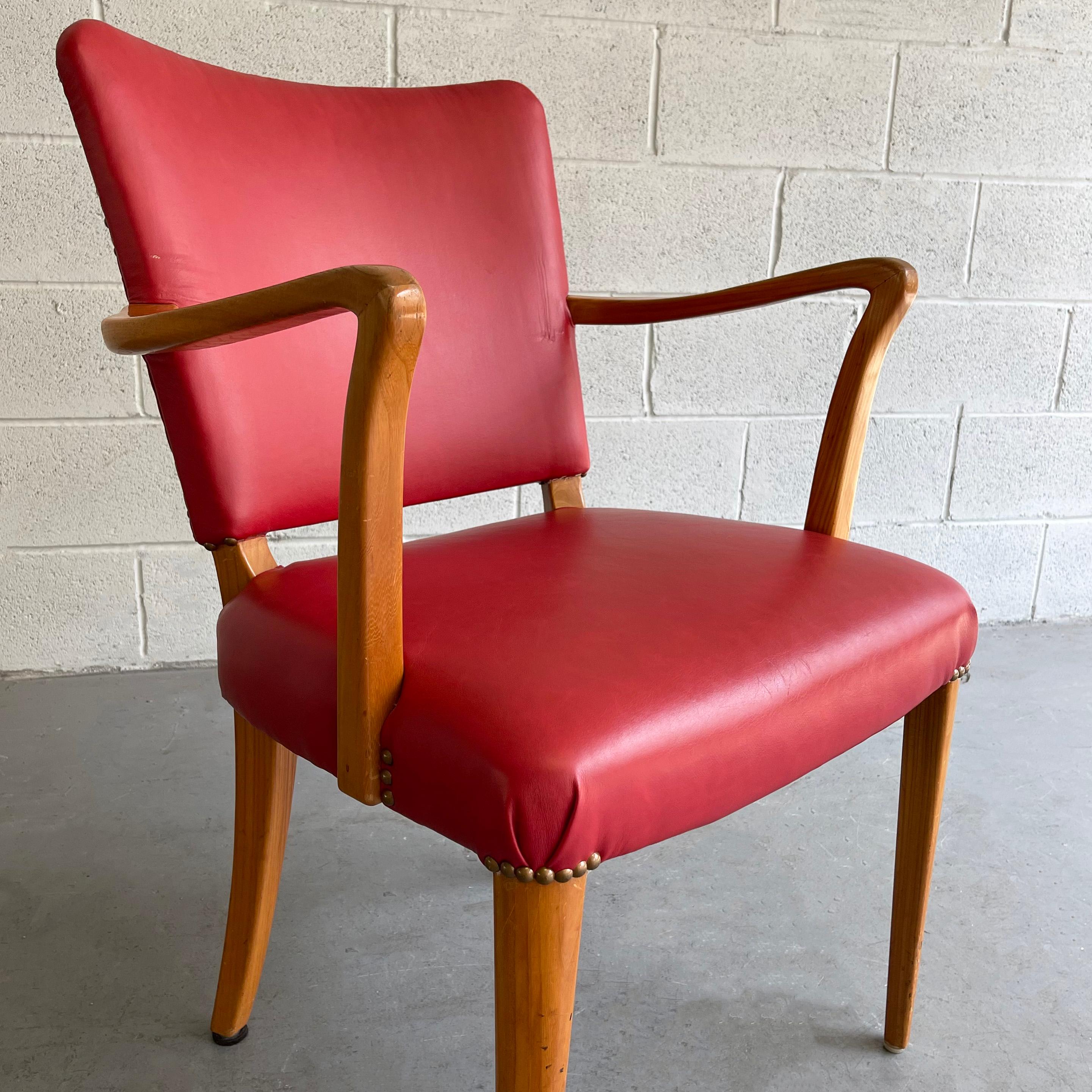 Red Vinyl Biedermeier Style Cedar Armchair For Sale 2