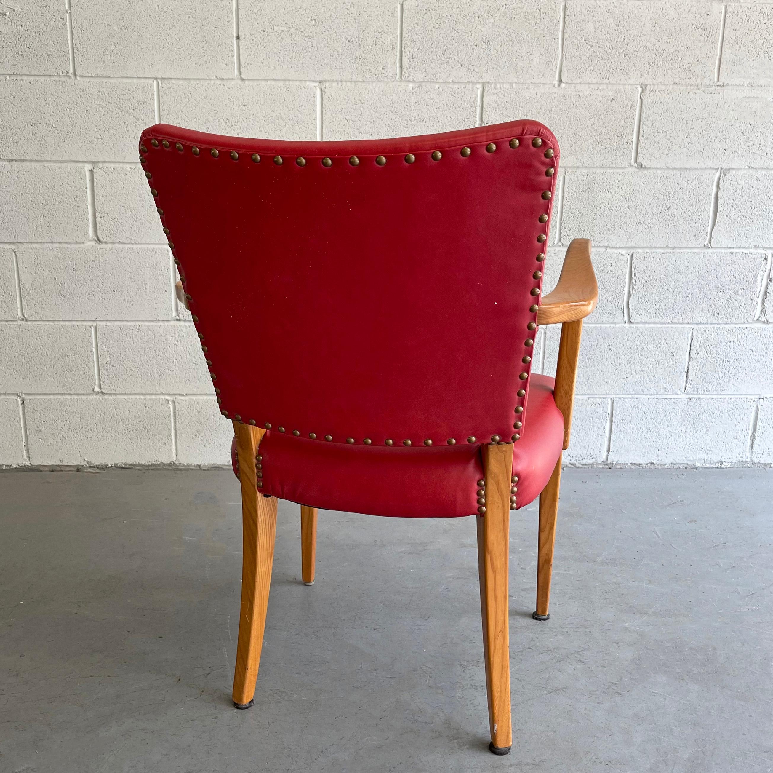 Red Vinyl Biedermeier Style Cedar Armchair For Sale 3