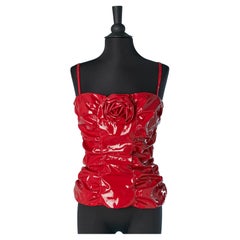 Red vinyl draped bustier with flower BLUMARINE New with tag
