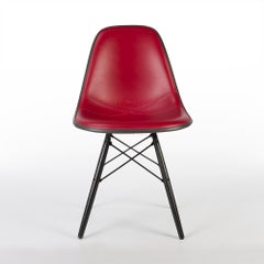 Red Vinyl Herman Miller Eames Elephant Grey DSW Dining Side Shell Chair