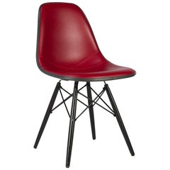 Used Red Vinyl Herman Miller Eames Elephant Grey DSW Dining Side Shell Chair