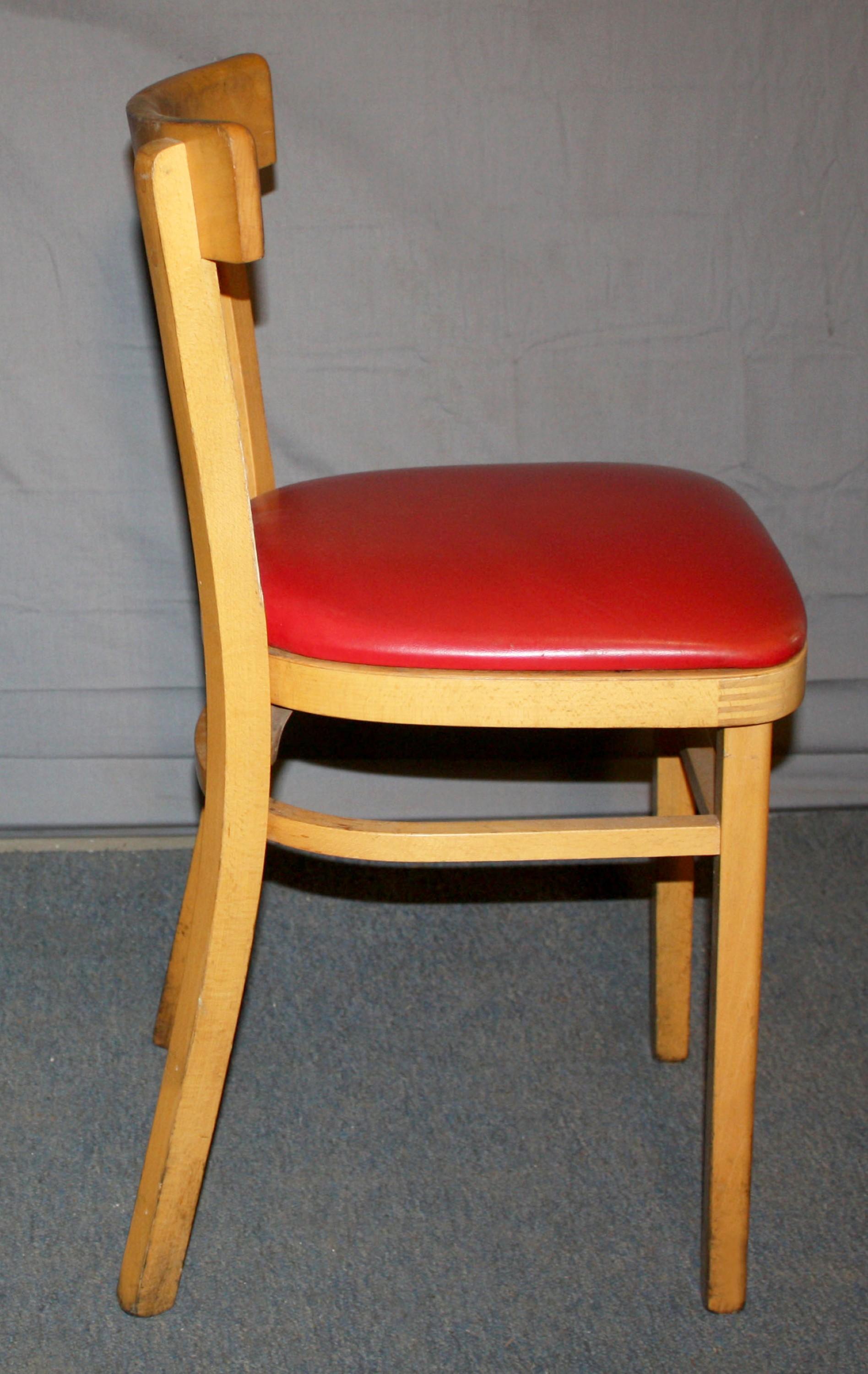 Red Vinyl Maple Bentwood Ladder Back Chair Quantity Available In Fair Condition In New York, NY