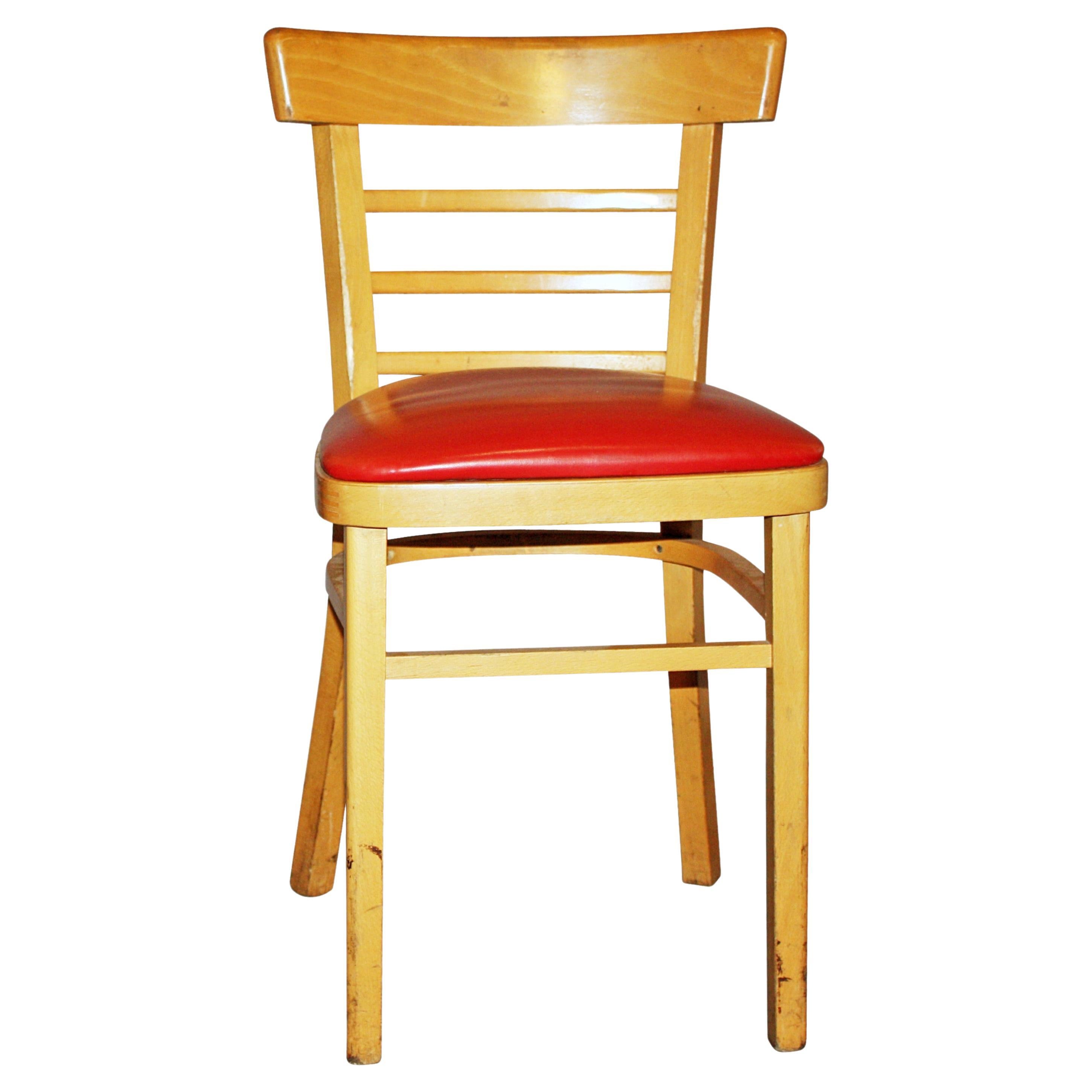 Red Vinyl Maple Bentwood Ladder Back Chair Quantity Available