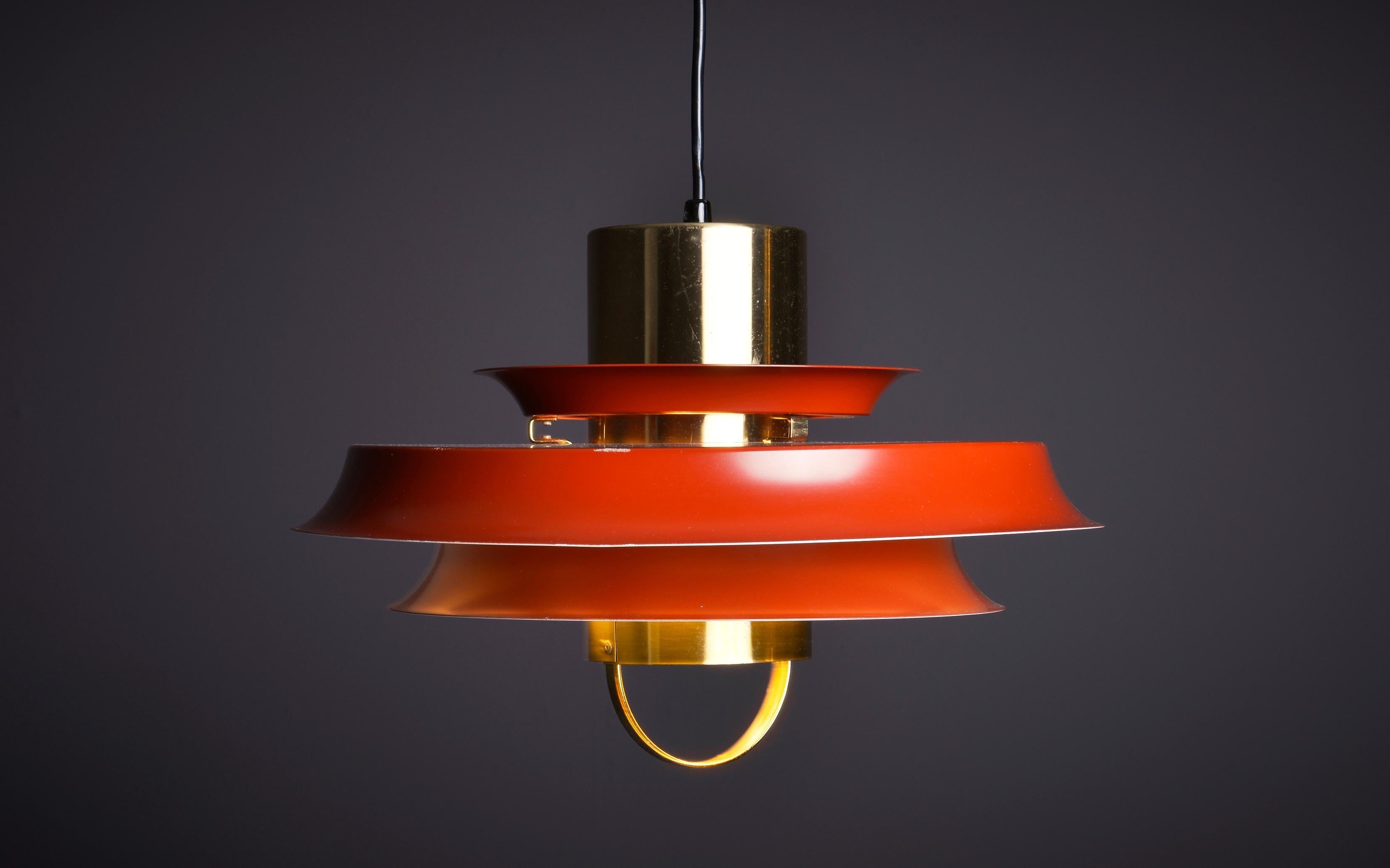 Danish Red Vitrika 23415 Pendant Lamp in Brass, Denmark  For Sale