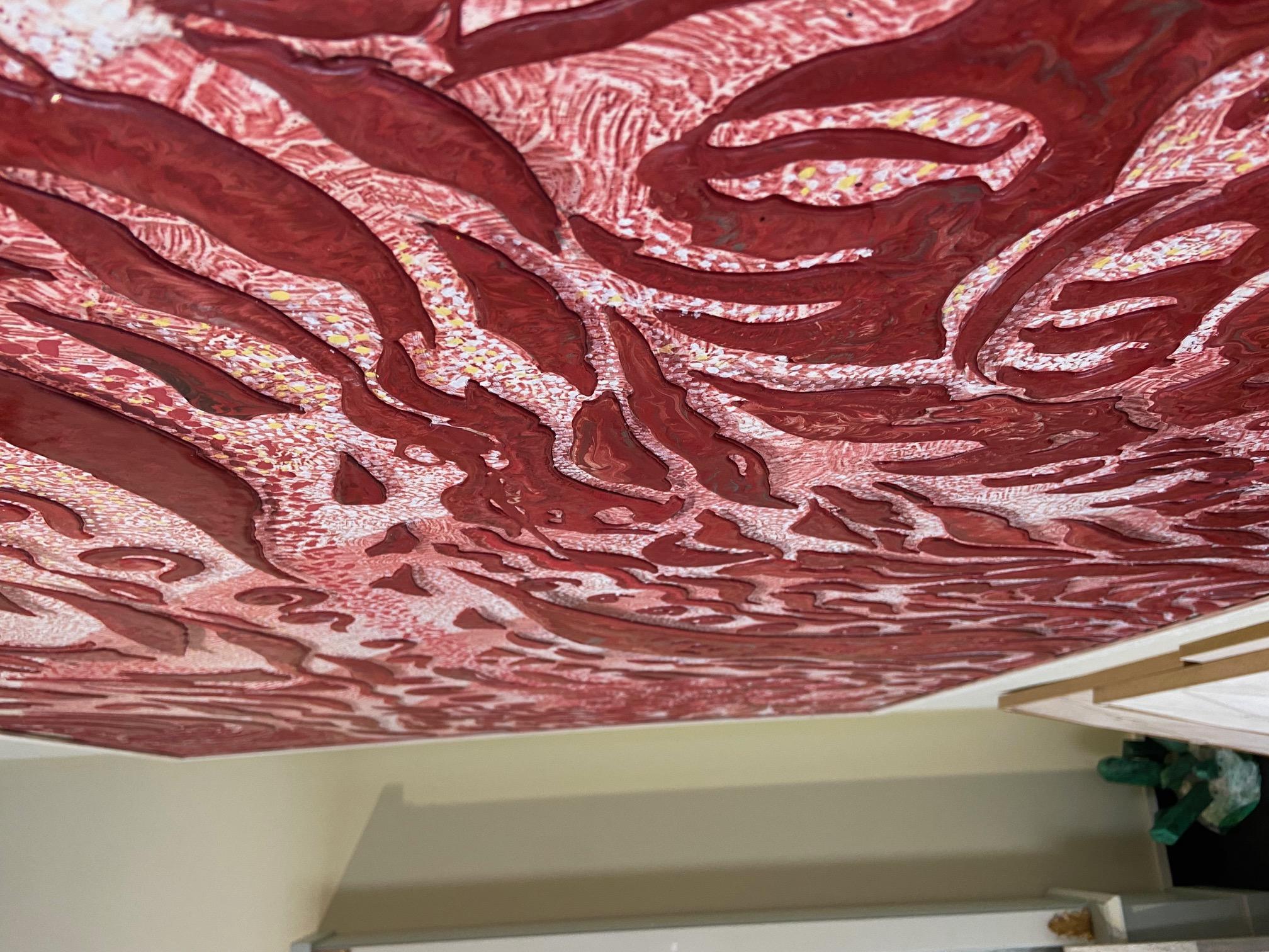 Art Decor Pannello da parete rosso con decorazioni in rilievo fatte a mano in Italia da Cupioli Disponibile in vendita 4
