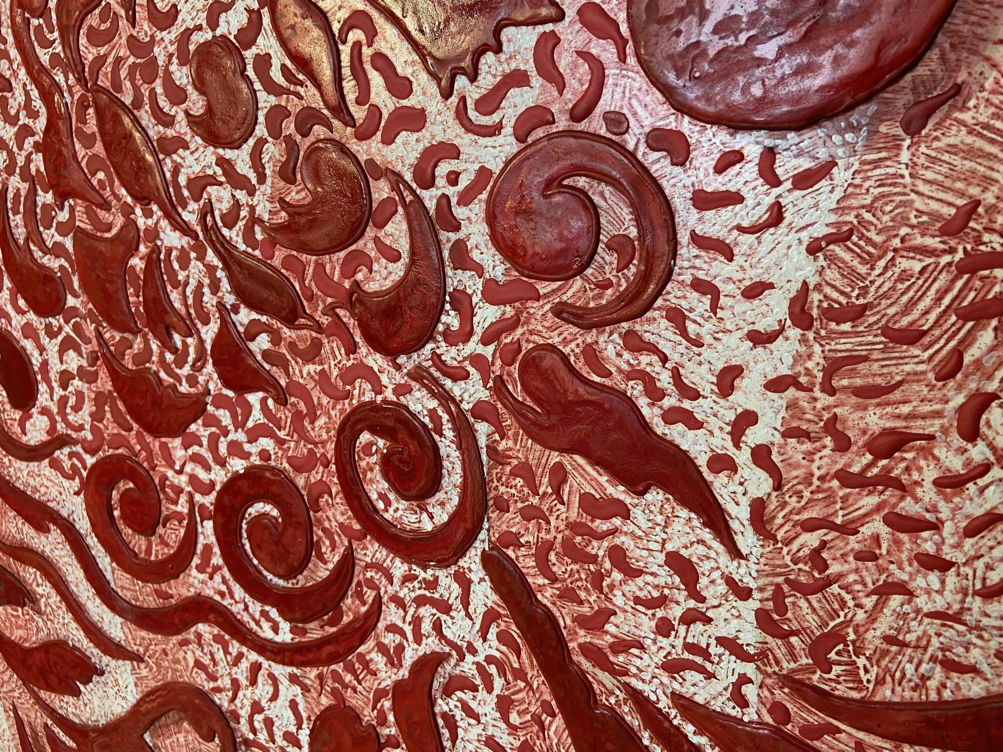 Art Decor Pannello da parete rosso con decorazioni in rilievo fatte a mano in Italia da Cupioli Disponibile in vendita 6