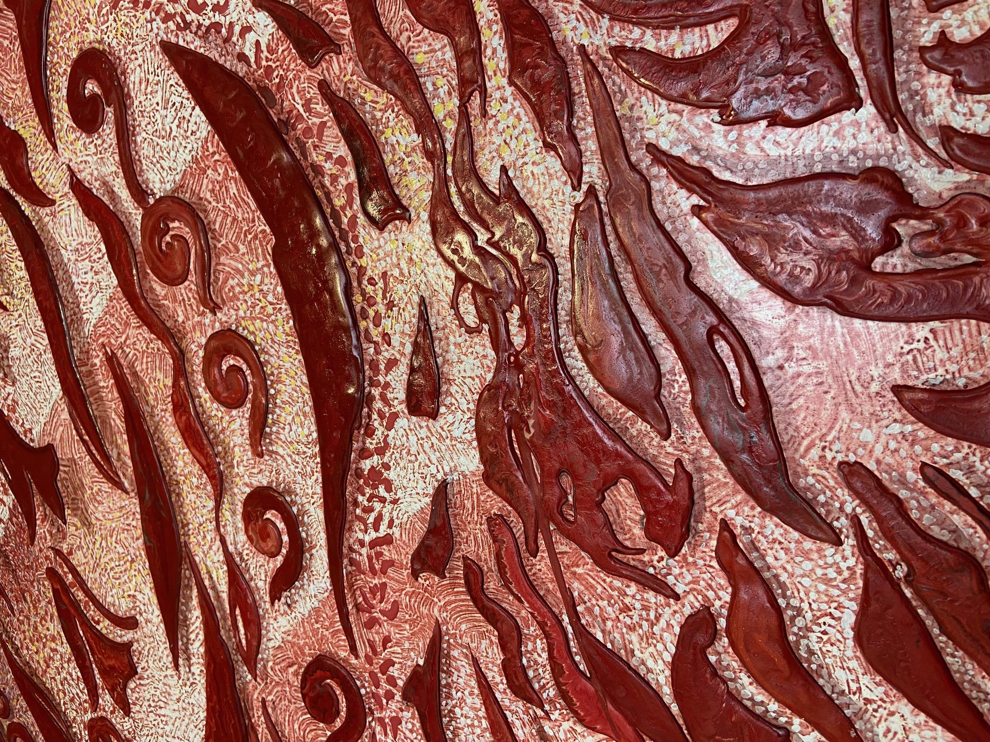 Art Decor Pannello da parete rosso con decorazioni in rilievo fatte a mano in Italia da Cupioli Disponibile in vendita 7