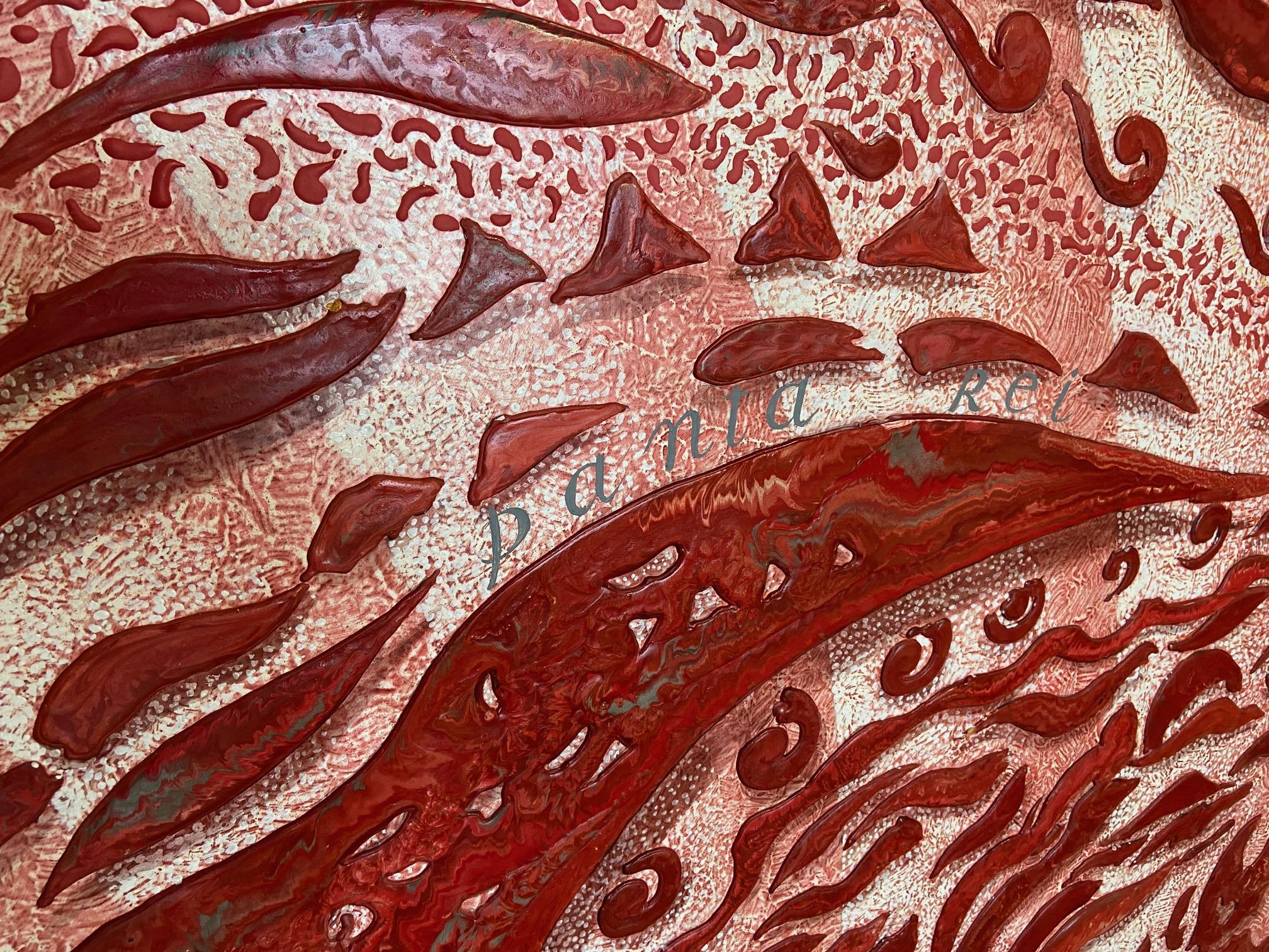 Art Decor Pannello da parete rosso con decorazioni in rilievo fatte a mano in Italia da Cupioli Disponibile in vendita 1