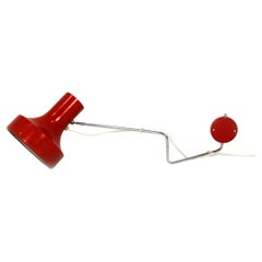 Red Wall Lamp with Adjustable Arm by Josef Hurka for Napako, 1970s