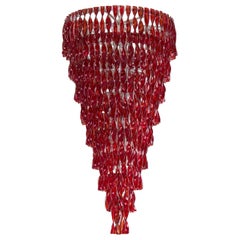 Montatura ad incasso rossa ondulata in vetro soffiato di Murano Contemporaneo, Vintage Murano Gallery