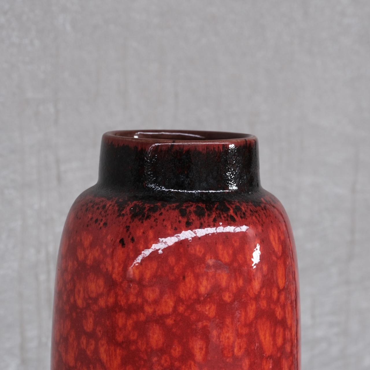 20th Century Red West German Ceramic Vase For Sale