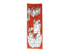 Dekorative Keramikfliesen in Rot und Weiß aus den 1960er Jahren von SAM S. Marino