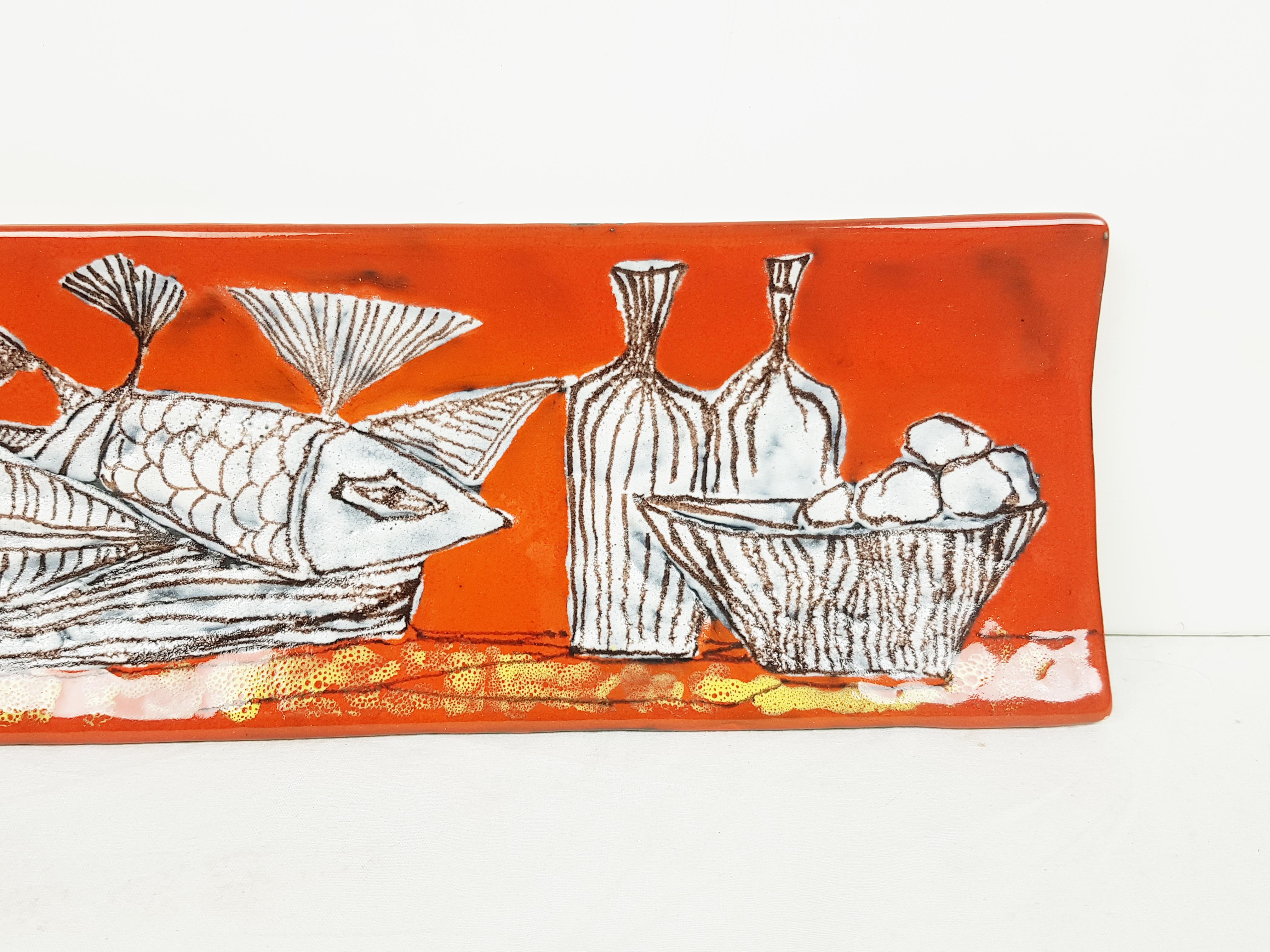 Dekorative Keramikfliesen in Rot und Weiß aus den 1960er Jahren von SAM S. Marino im Zustand „Gut“ im Angebot in Varese, Lombardia