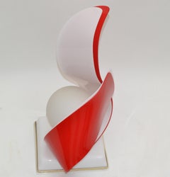 Red & White Acrylic Sculptural Table Lamp by Acrylic Design White Opaline Glass