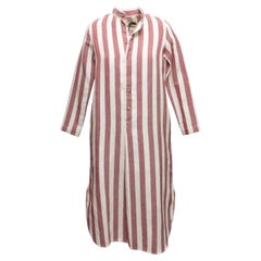Red & White Aftersee Linen-Blend Striped Caftan Dress Size 0