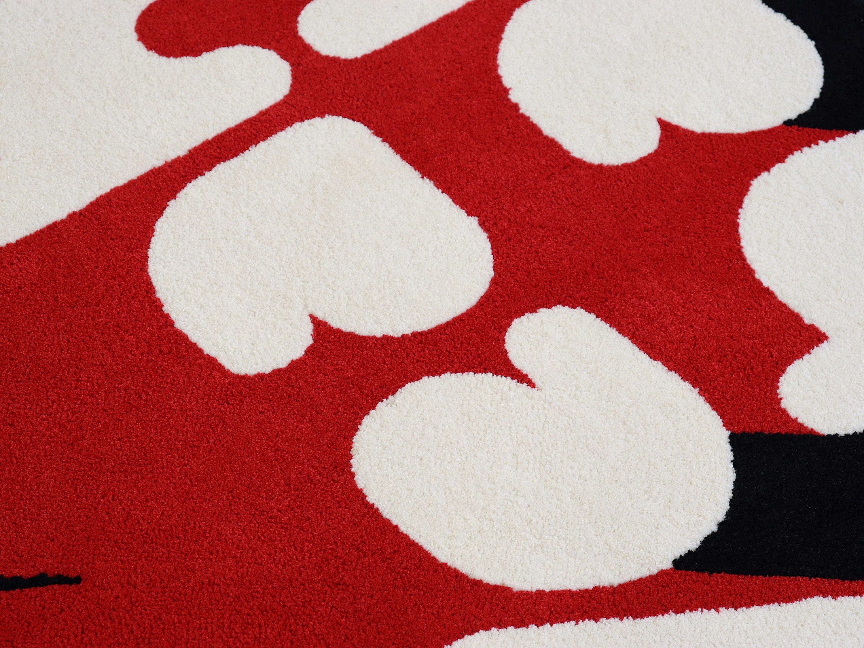 Red, White and Black Yeah Baby Rug from Graffiti Collection by Paulo Kobylka For Sale 6