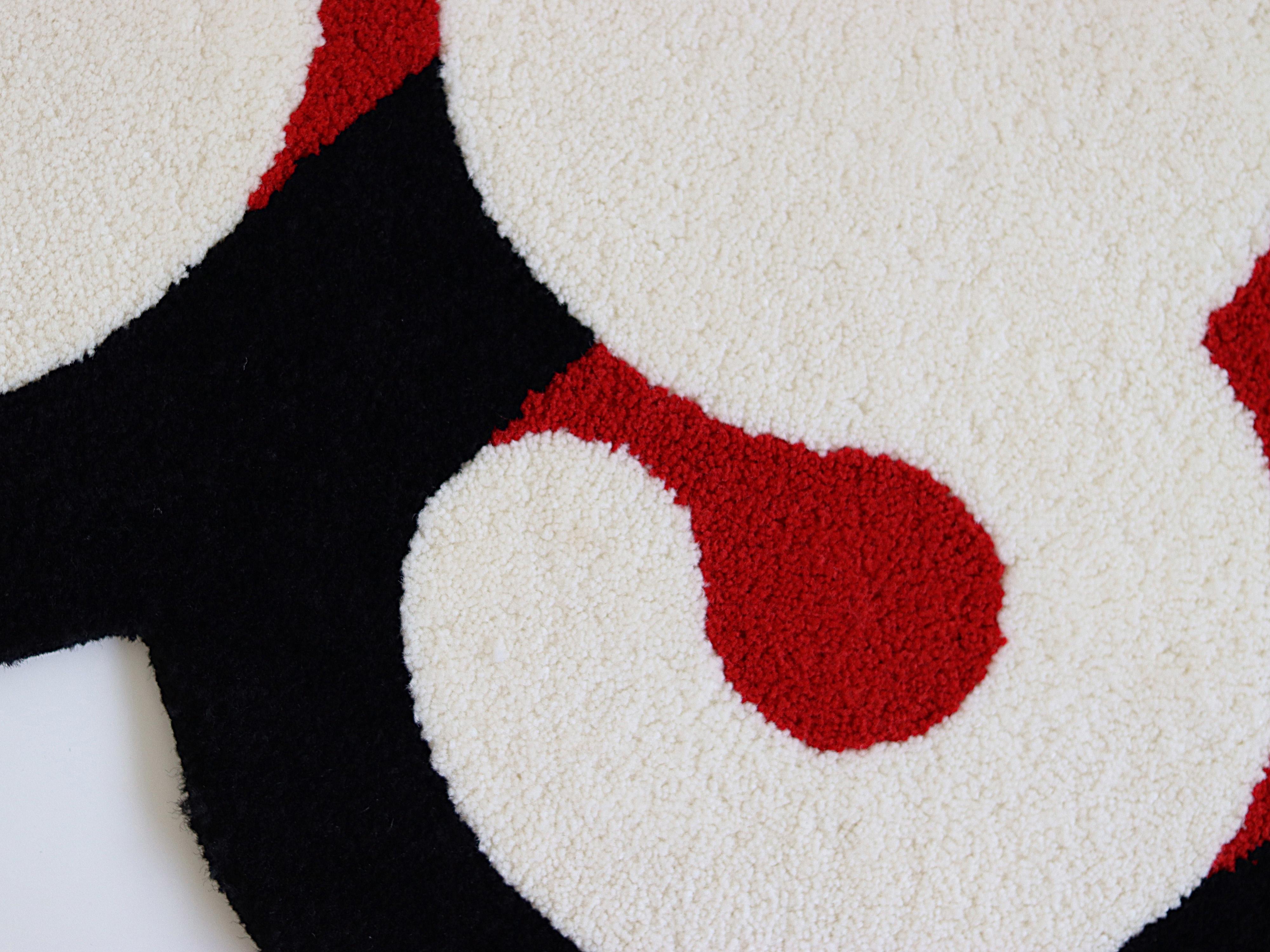 Roter, weißer und schwarzer Yeah Babyteppich aus der Graffiti-Kollektion von Paulo Kobylka im Angebot 9