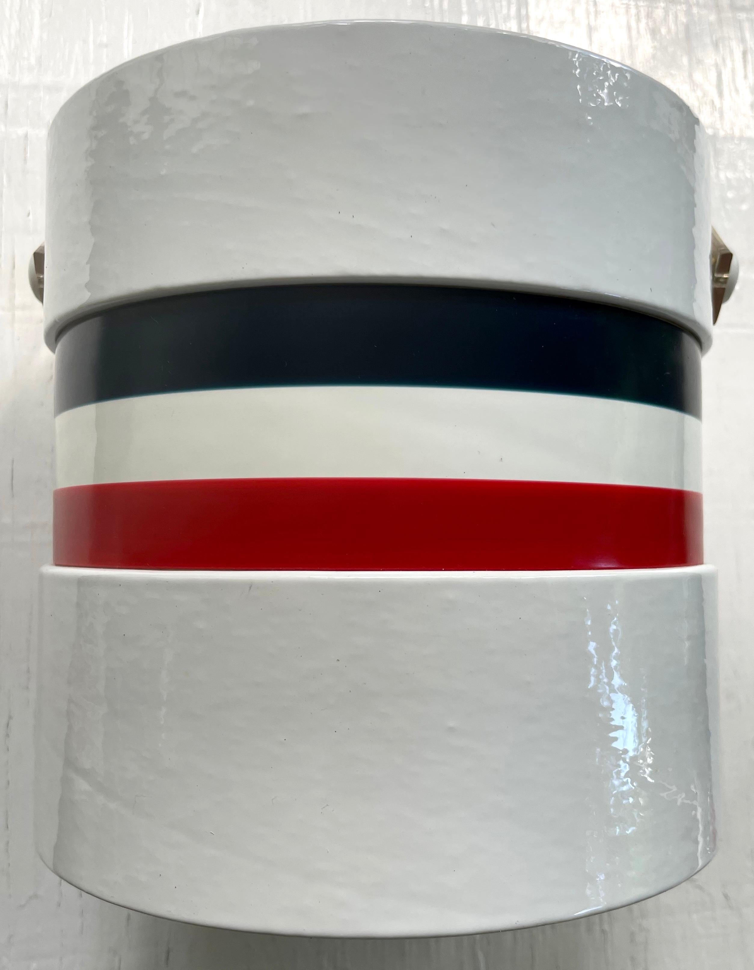 Glazed Red White and Blue Banded American Ice Bucket